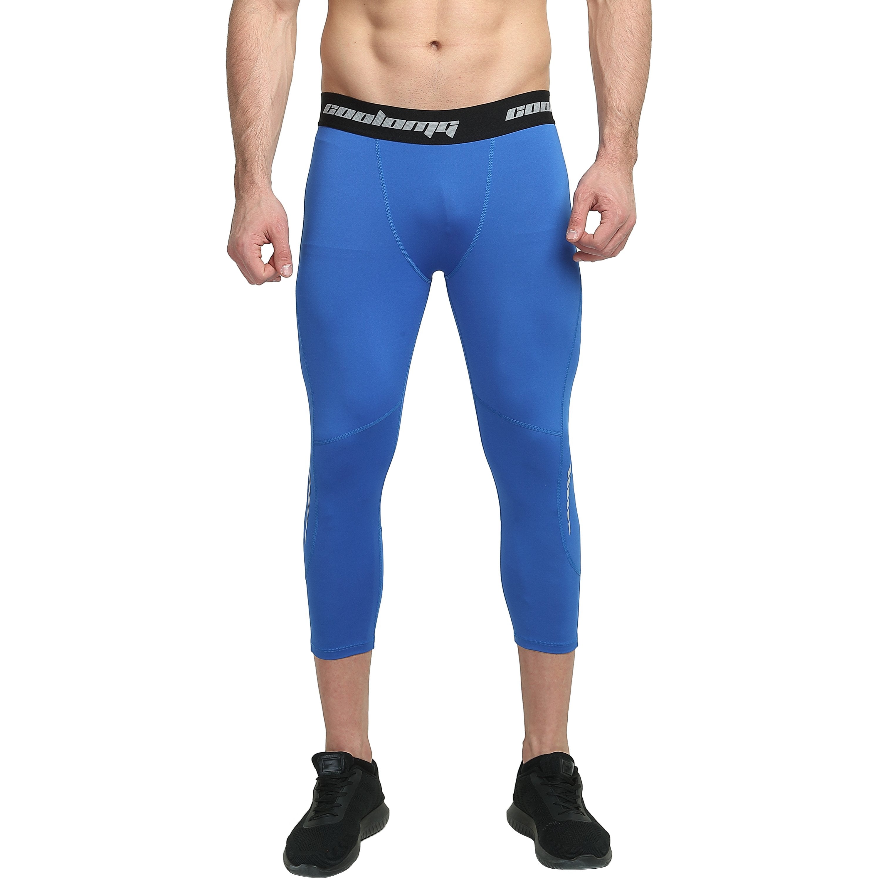 Blue 3/4 Leggings with Side Pockets - Comfortable Workout & Yoga Pants for Women - Perfect for Running, Gym & Casual Wear
