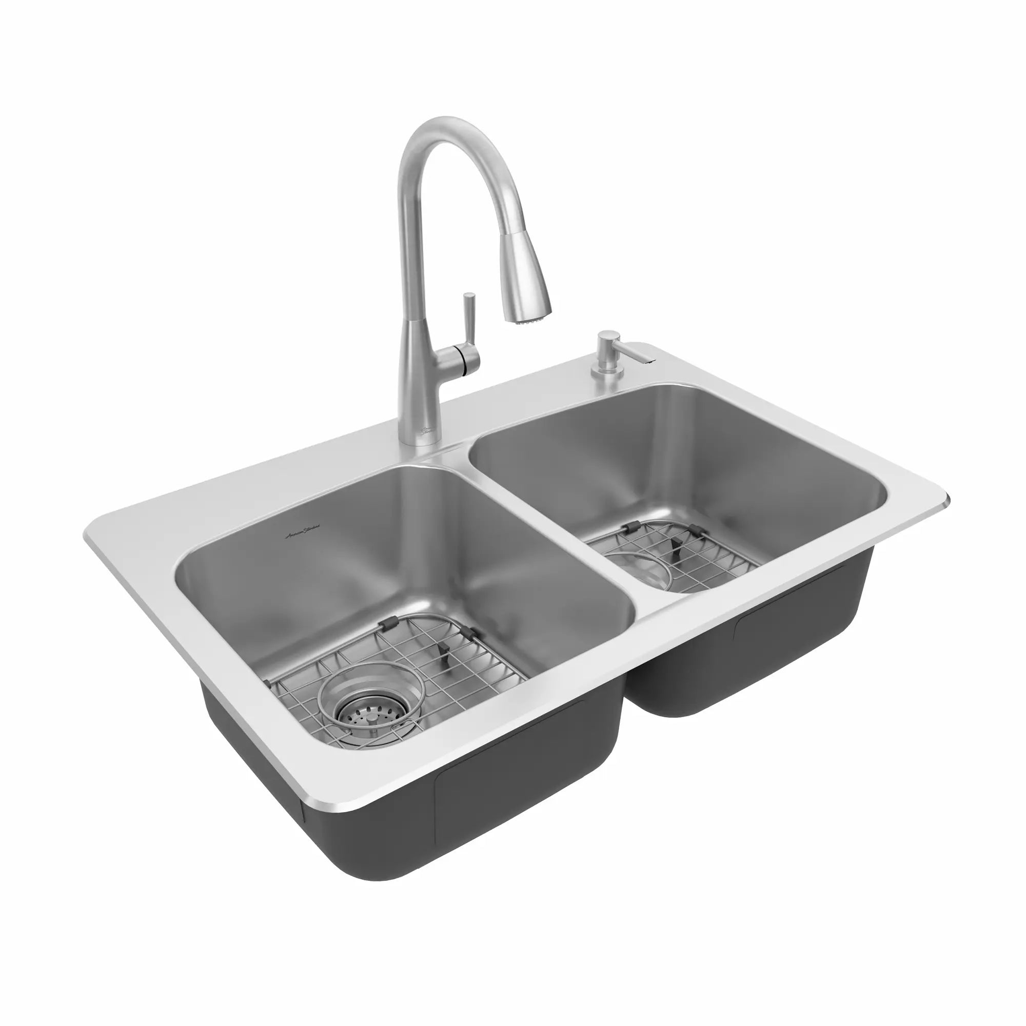 Fairbury® 2S Pull Down Kitchen Faucet with 33 Inch Stainless Steel Double Bowl Sink Combo - Perfect for Modern Farmhouse & Contemporary Kitchen Renovations