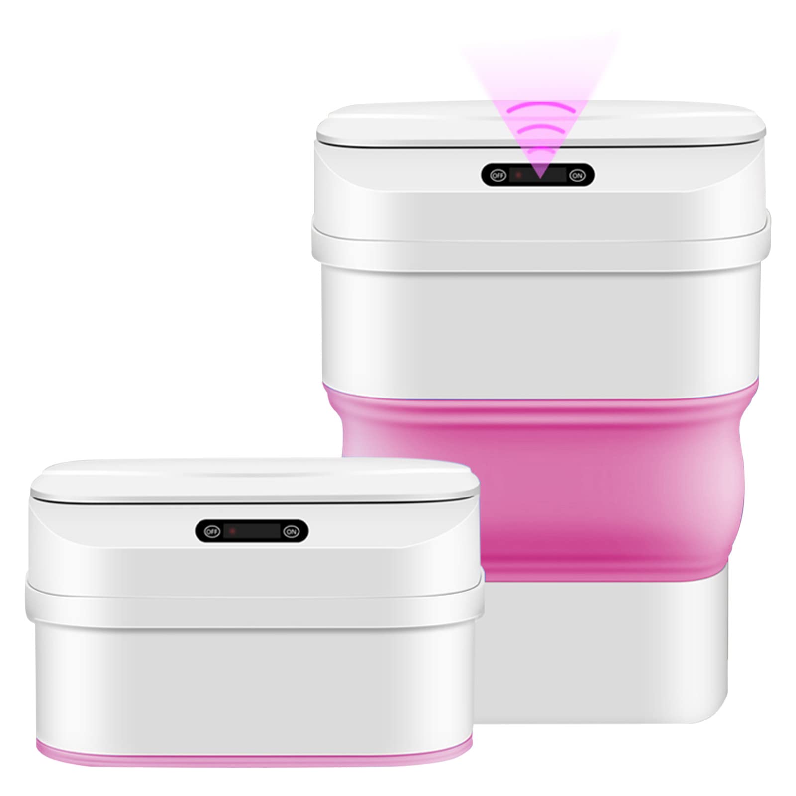 Automatic Touchless Sensor Trash Can - 8L/17.5L Collapsible Smart Garbage Bin with Motion Detection, Portable Foldable Waste Basket for Kitchen, Bedroom, Office & Bathroom - Ideal for Hands-Free Disposal (Pink)