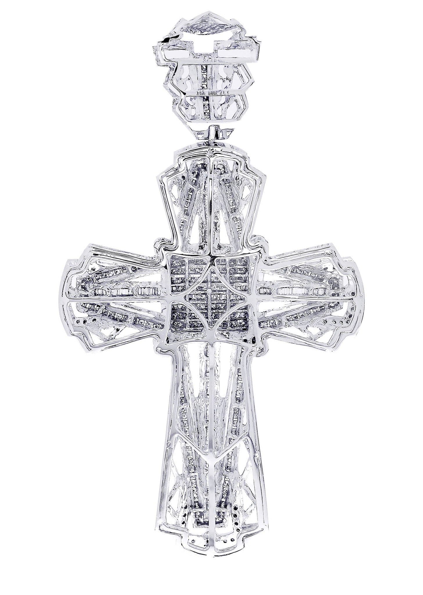2.63 Carat Diamond Cross Pendant Necklace - 24.62 Grams Solid Gold Religious Jewelry for Women - Perfect for Baptism, First Communion & Special Occasions
