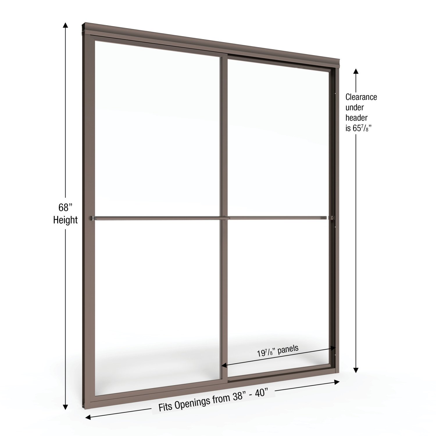 Basco Deluxe Framed Sliding Shower Door - 38-40 Inch Width x 68 Inch Height - Tempered Obscure Glass with Oil Rubbed Bronze Finish - Perfect for Modern Bathrooms & Spa Retreats