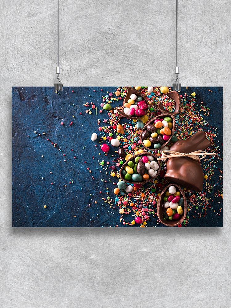 Delicious Chocolate Easter Eggs & Assorted Sweets Poster - Perfect for Easter Decorations, Party Favors & Holiday Gifts