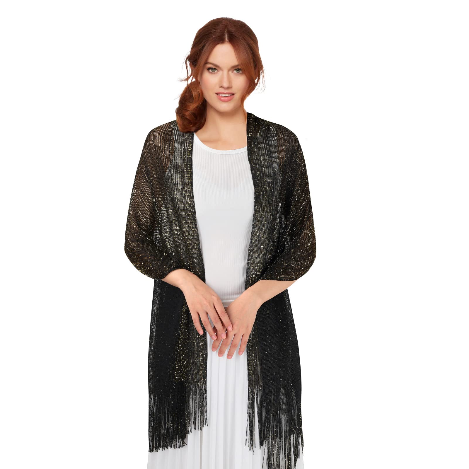 Elegant Embroidered Shawls and Wraps for Women - Soft Cashmere Pashmina Wrap with Tassels - Perfect for Evening Dresses, Weddings, Parties & Special Occasions