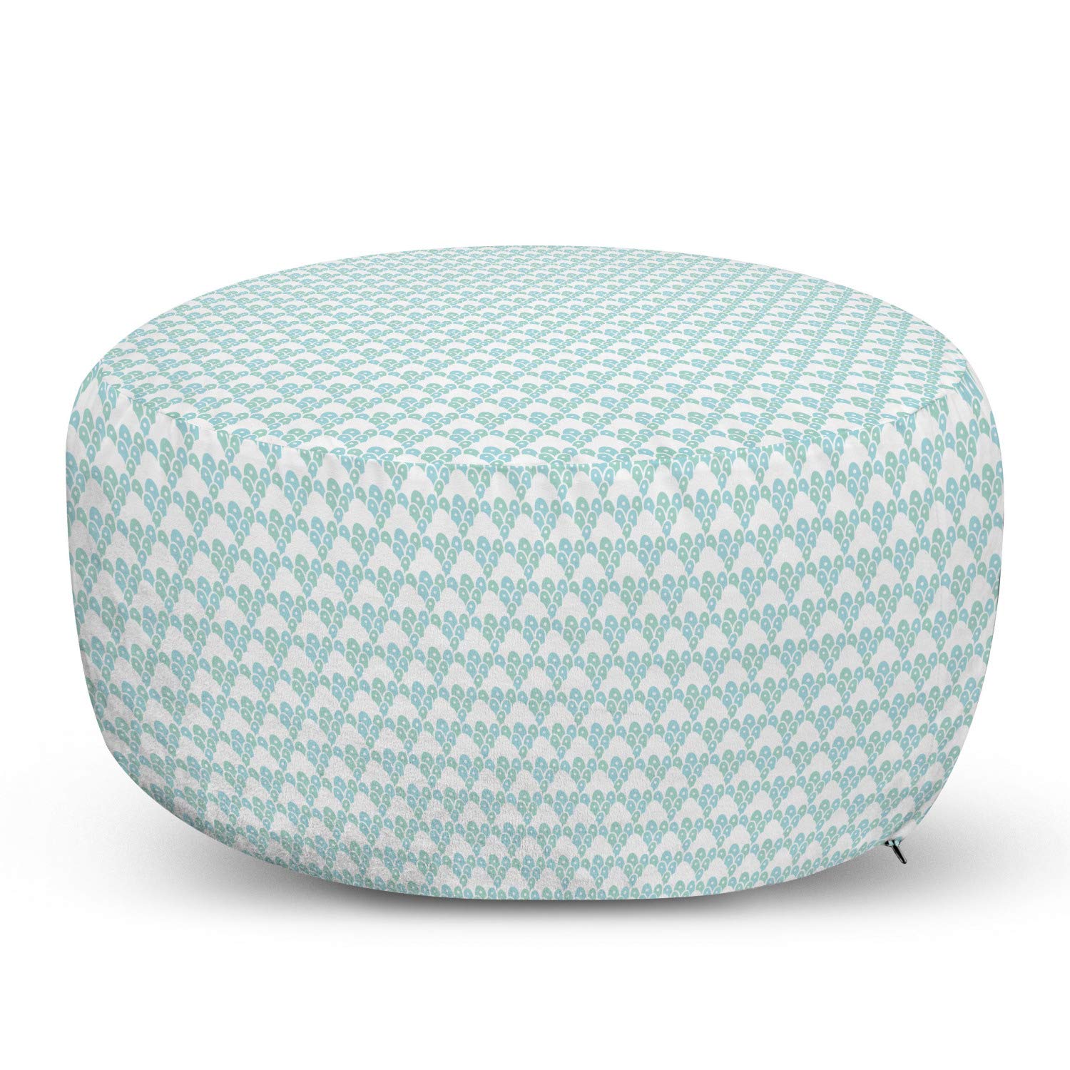 Ambesonne Mint Pouf Cover with Zipper - Abstract Doodle Design with Soft Pastel Bubbles, Decorative Fabric Unstuffed Ottoman Slipcover, 30