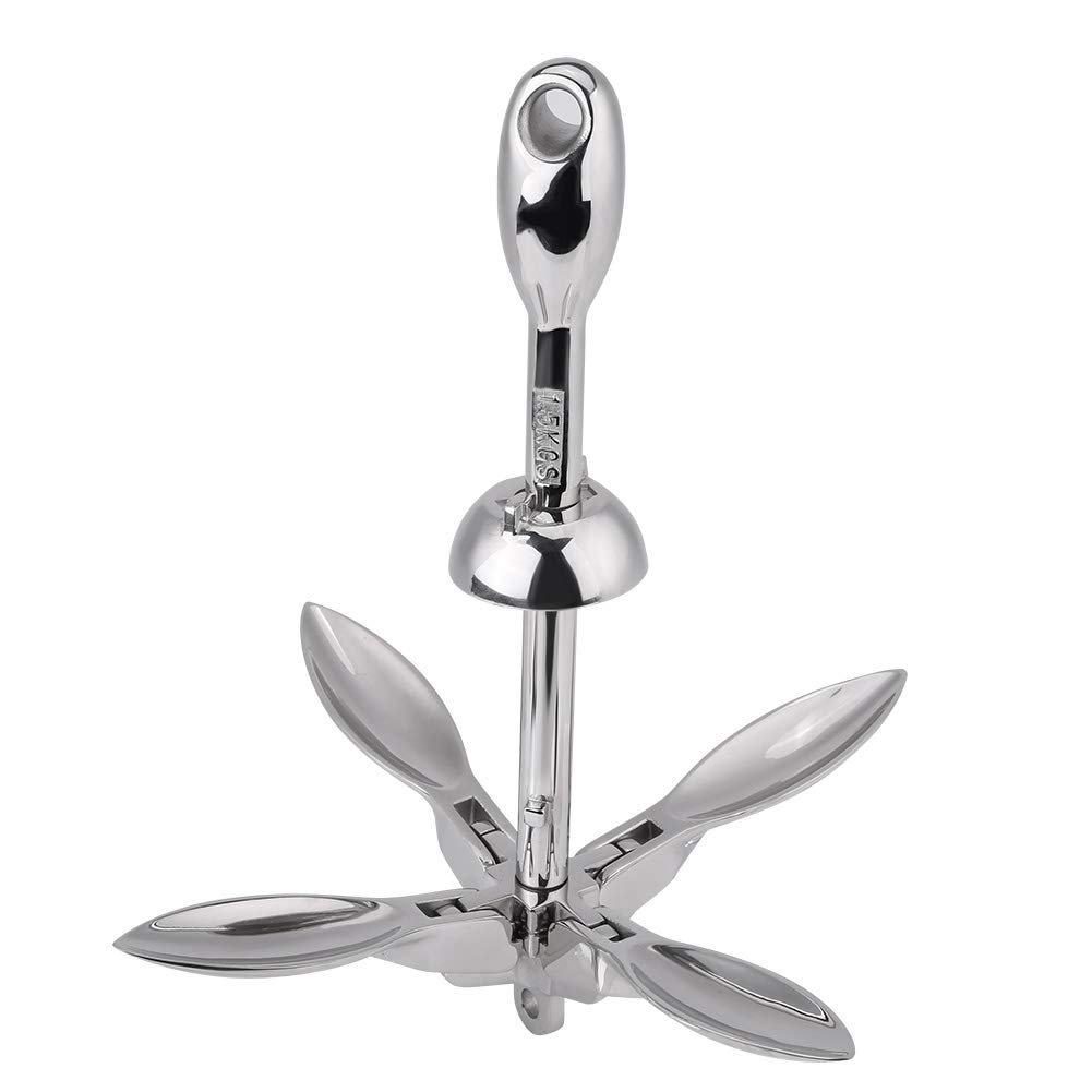 316 Stainless Steel Folding Boat Anchor - 1.5KG Heavy Duty Grapnel Anchor for Yachts, Marine & Boating - Corrosion Resistant Docking Hardware for Secure Mooring (Perfect for Fishing, Sailing & Water Sports)
