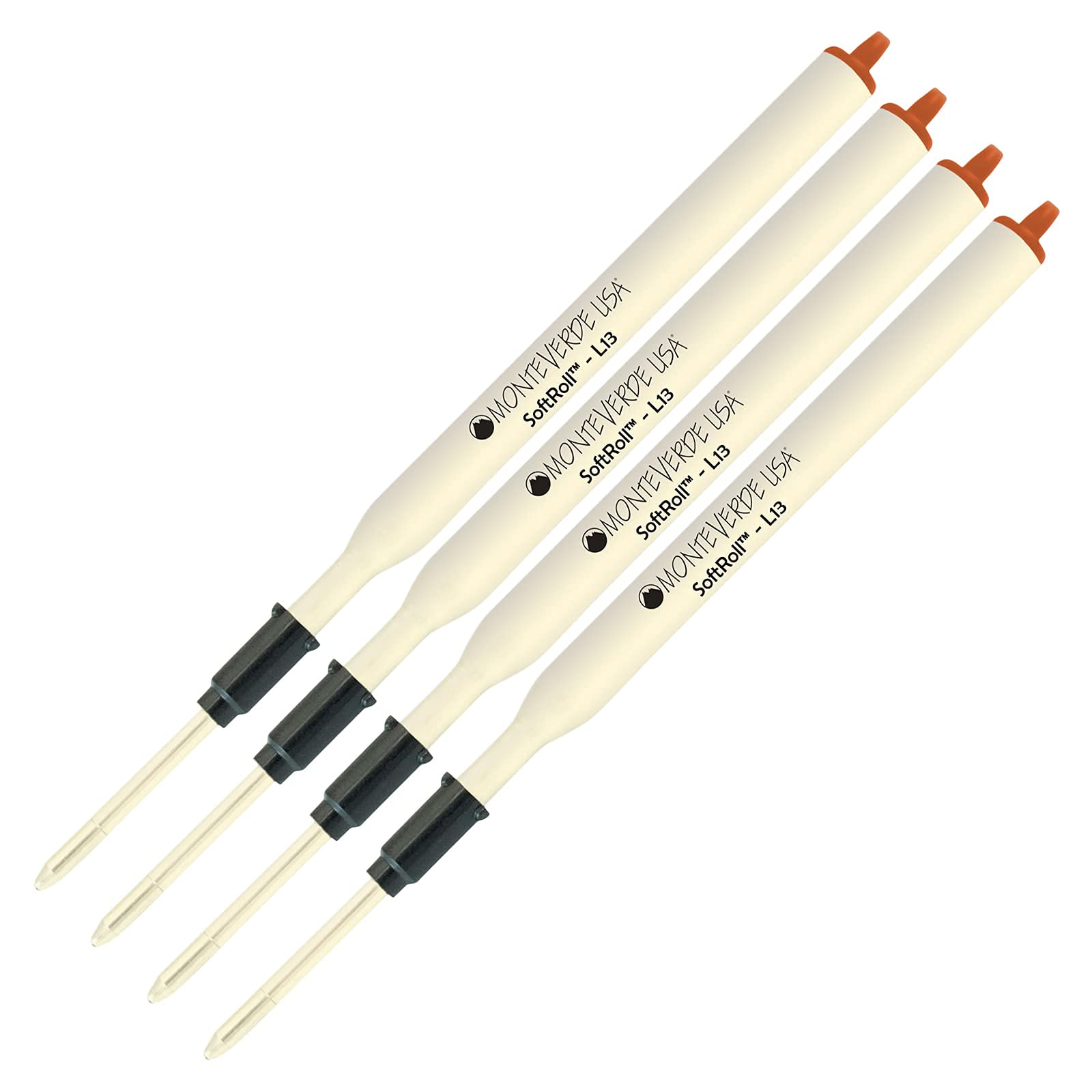 Monteverde® Soft Roll™ Ballpoint L13 Ink Refills 4-Pack - Compatible with Lamy® Style Pens - Brown Medium Tip 0.7mm - Perfect for Office, School & Everyday Writing