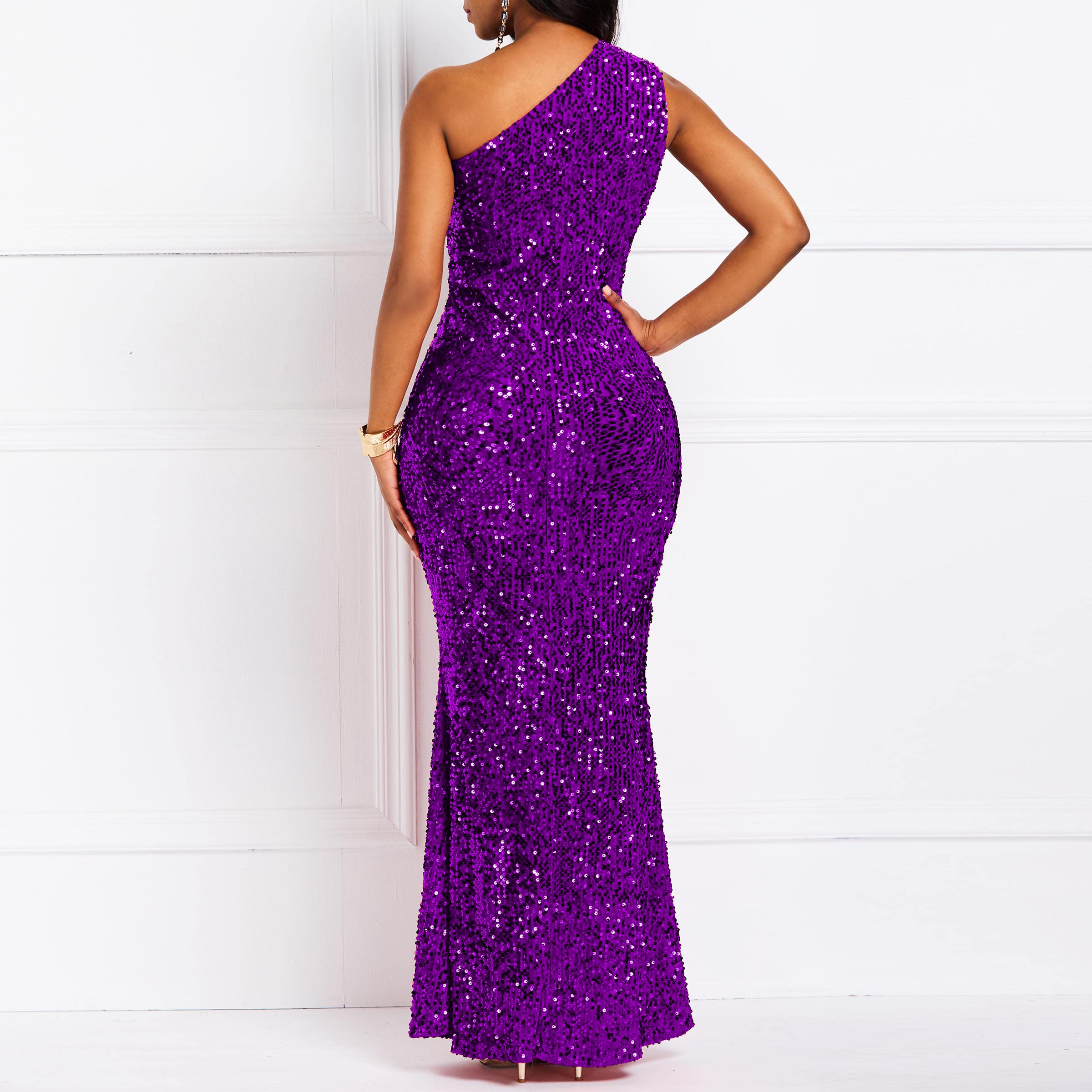 VERWIN Sequin Mermaid Maxi Dress for Women - Sleeveless V-Neck Bodycon Party Gown - Perfect for Evening Events, Prom, Cocktail Parties & Special Occasions