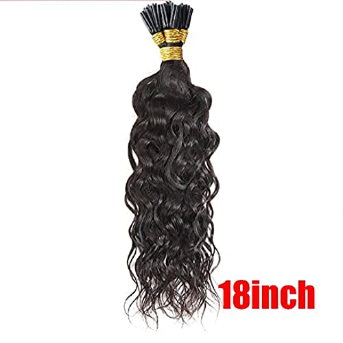 Water Wave I-Tip Human Hair Extensions – Pre-Bonded Microlink Brazilian Remy Hair – Loose Wave Micro Beads Keratin Stick – 100 Strands (18 Inch, 100g) – Black & Brown Natural Colors – Perfect for Parties, Weddings & Daily Styling