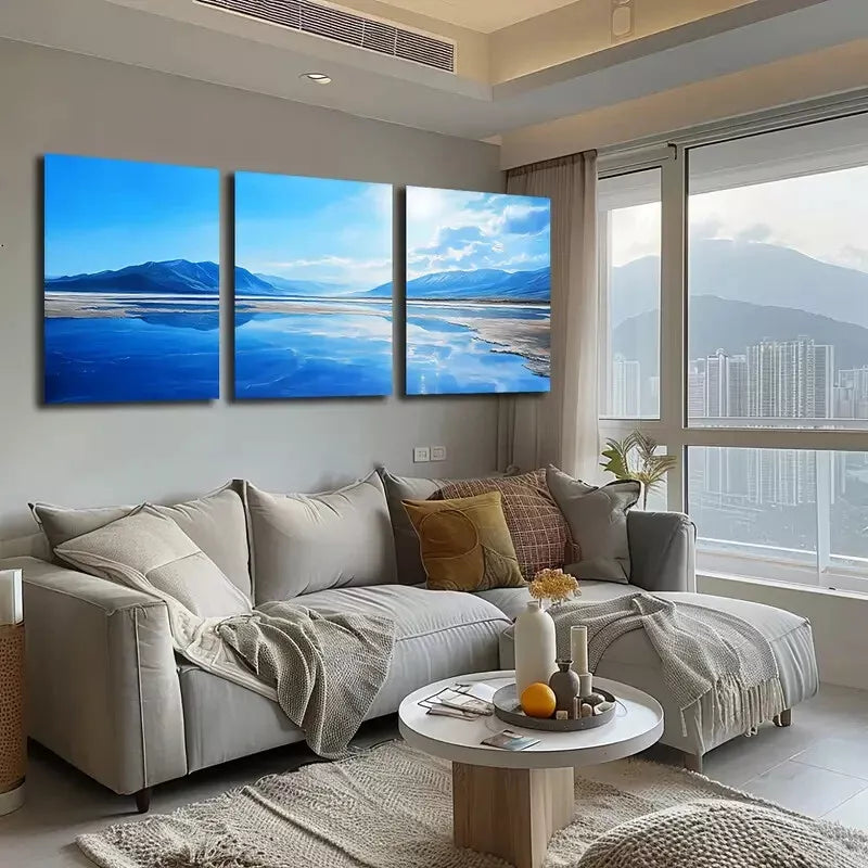 3-Piece Clear Blue Skies & Lakes Wall Art Set - 40x60cm Framed Canvas Prints | High Quality Australian Made | Ready to Hang | Perfect for Living Room, Bedroom & Office Decor