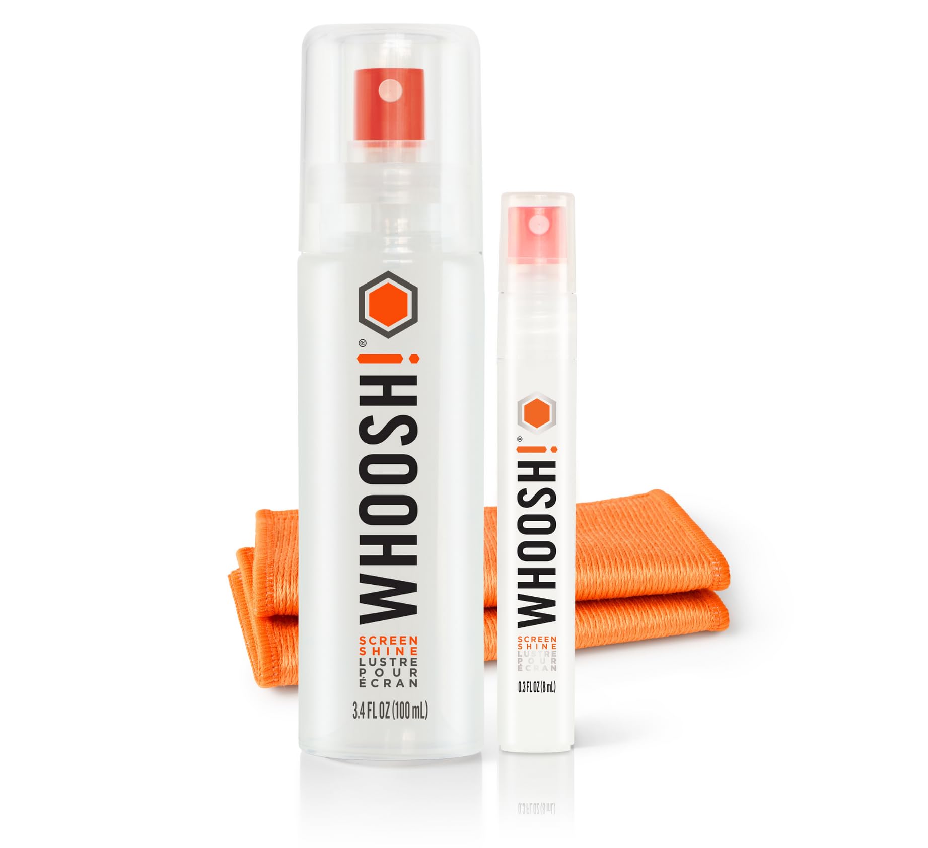 WHOOSH! Glasses Cleaner Spray Kit - 12 Pack (100ml + 8ml Bottles) with Microfiber Cloths for Eyeglasses, Sunglasses & Screens | Travel & Home Use | Lens Cleaner for Phones, Laptops, TVs & Optical Glasses