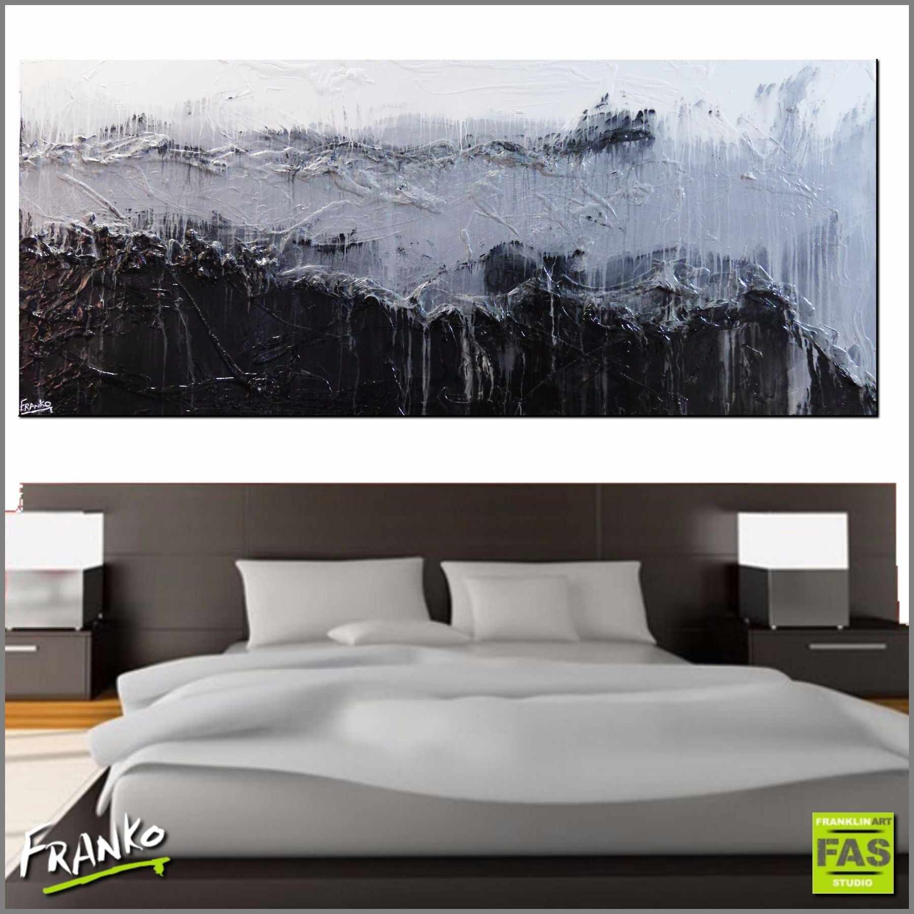 Grey Abstract Painting 240cm x 100cm - Modern Large Wall Art for Living Room, Bedroom & Office Decor | In The Light Of Grey