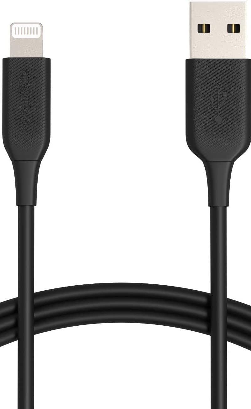 Amazon Basics MFi Certified Lightning to USB-A Cable - 3ft iPhone Charger for Fast Charging & Data Sync, Durable & Tangle-Free Design - Perfect for Home, Office & Travel (Black)
