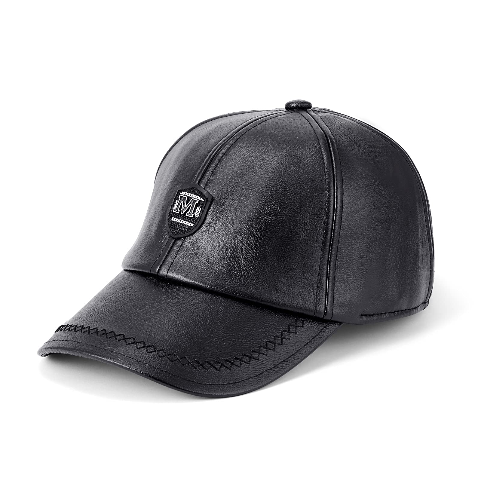 Unisex Adjustable PU Leather Baseball Cap with Ear Flaps - Waterproof Winter Hat for Men & Women - Perfect for Outdoor Activities, Skiing, Hiking and Daily Wear