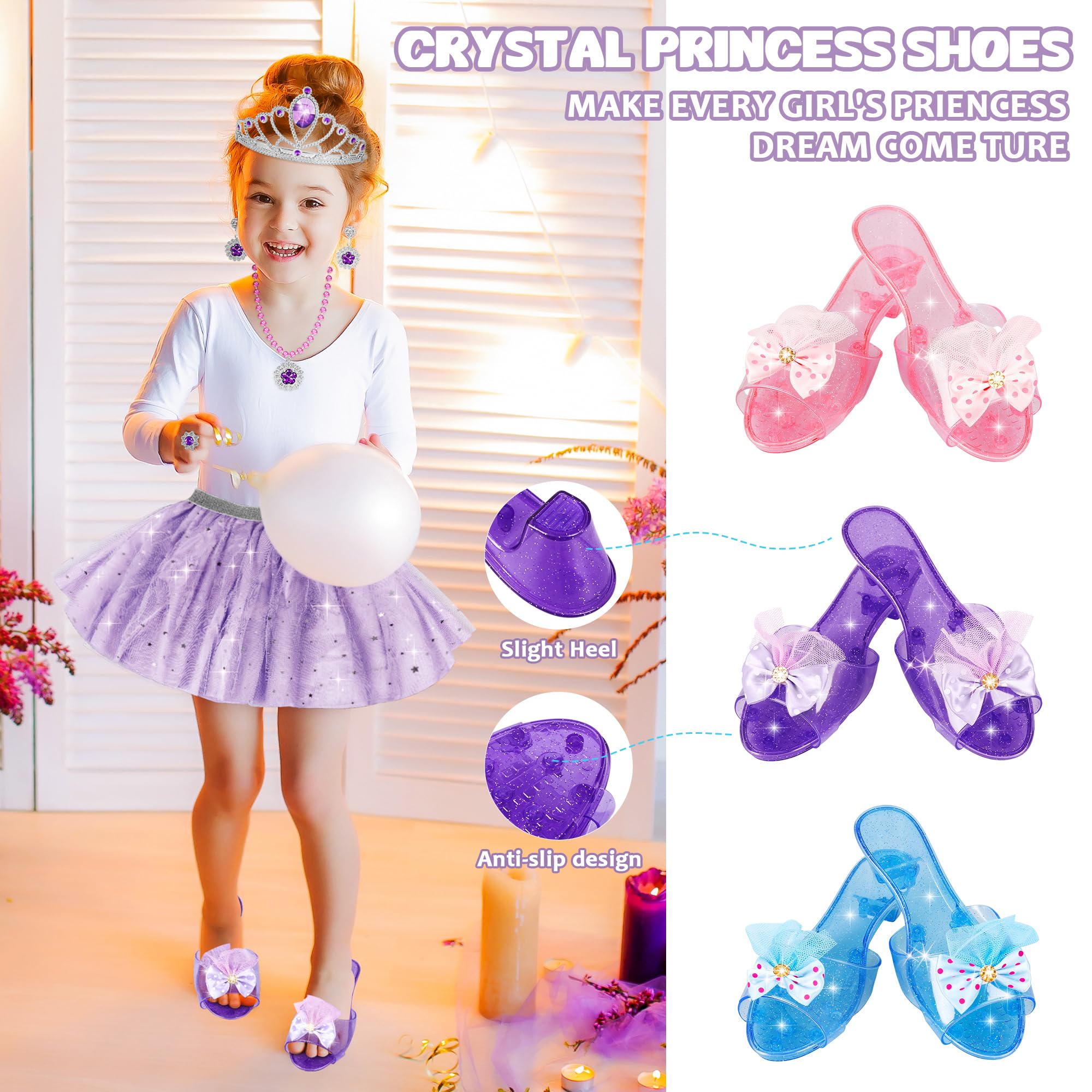 Princess Dress Up Set with Jewelry - Role Play Costume & Accessories for Girls Ages 3-6 | Perfect for Birthday Parties, Dress Up Play & Pretend Games
