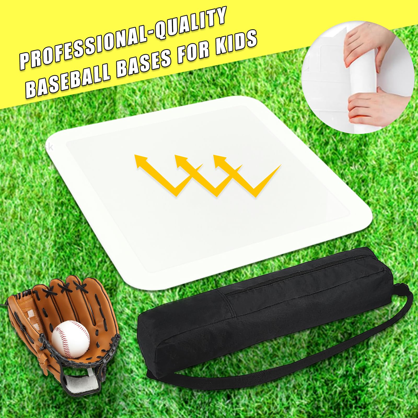 5-Piece Baseball & Kickball Set with Home Plate & Bases - Durable for Adults & Kids - Perfect for Backyard, Playground, School Practice, Softball & Baseball Games