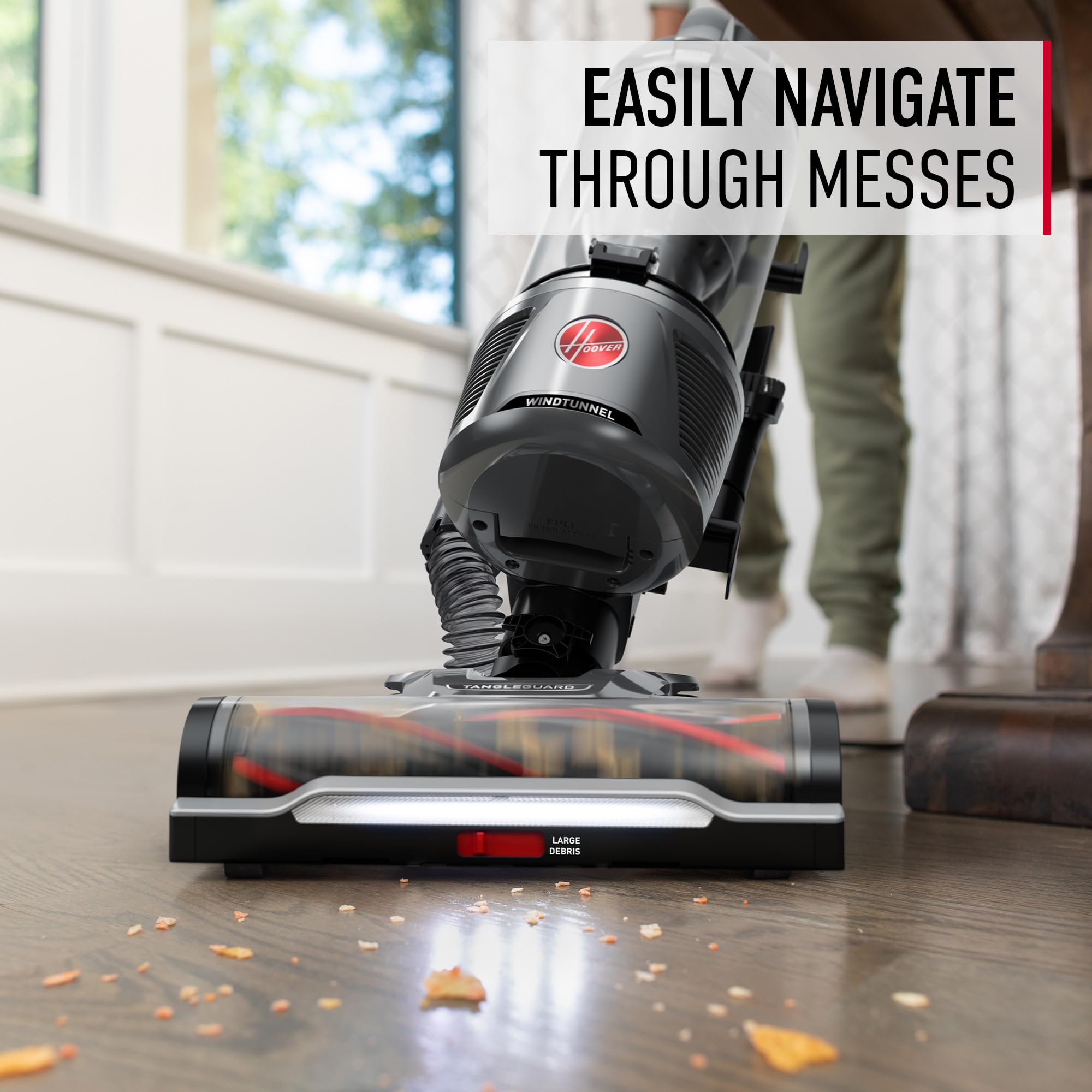 Hoover WindTunnel Tangle Guard Bagless Upright Vacuum Cleaner with HEPA Filtration | Anti-Hair Wrap Technology | Swivel Steering & Headlights | Powerful Corded Vacuum for Pet Hair, Carpets & Hard Floors | Ideal for Home Cleaning & Allergy Relief