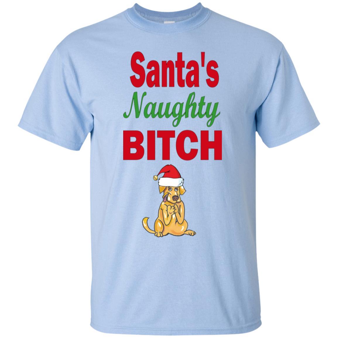 Santa's Naughty Bitch Cotton T-Shirt | Funny Christmas Party Outfit | WineyBitches.co | Perfect for Holiday Gatherings & Ugly Sweater Parties