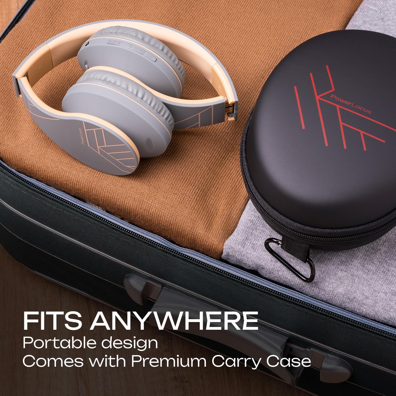 PowerLocus Bluetooth Over-Ear Headphones with Microphone, Wireless Foldable Headset, Memory Foam Earmuffs, Lightweight Design, Micro SD/TF Slot & FM Radio - Compatible with iPhone, Android, Tablet, PC, TV - Perfect for Workouts, Commuting & Home Entertainment