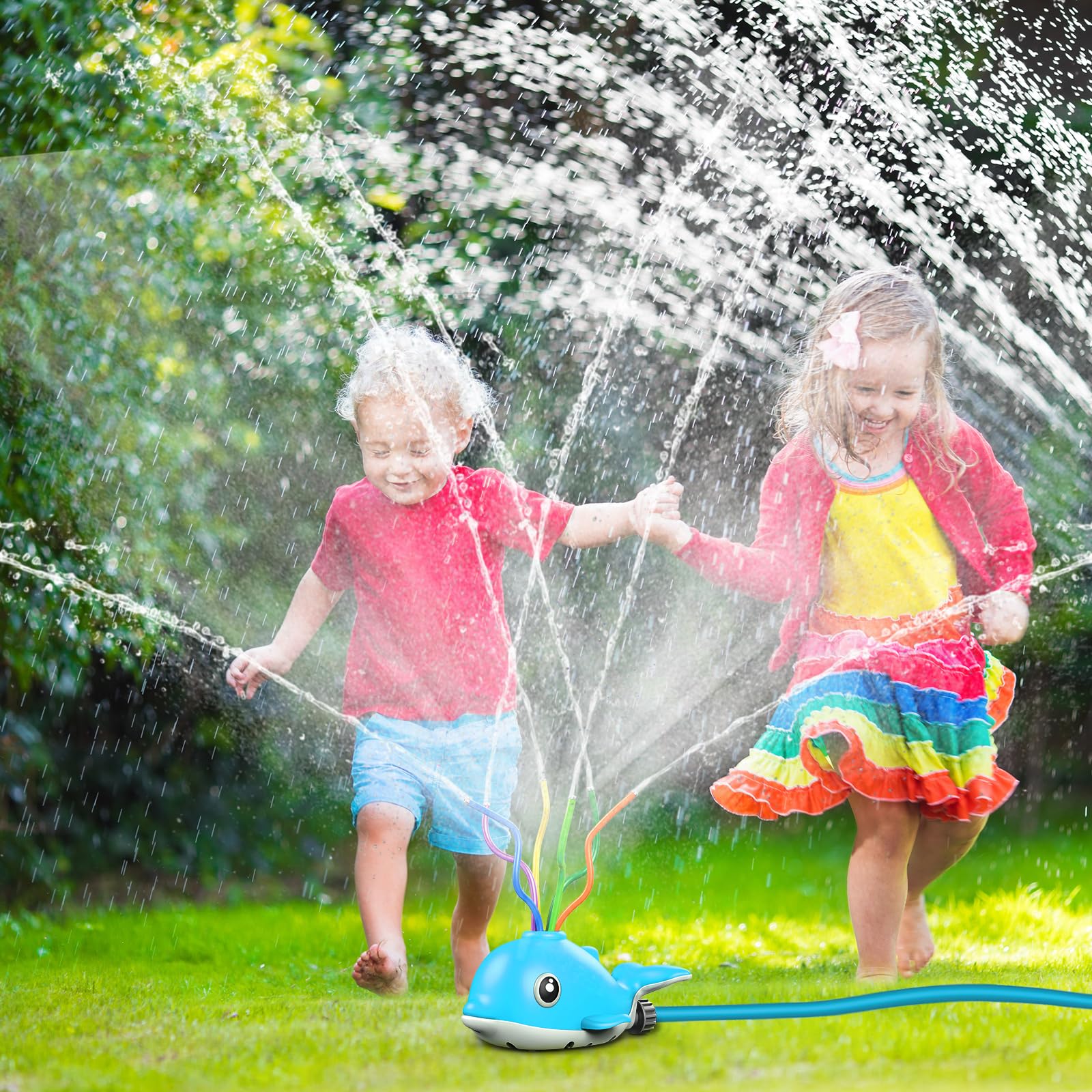 **deAO Wiggle Tube Water Sprinkler Toy for Kids - Outdoor Play Sprinkler with Moving Tubes, Fun Garden & Lawn Water Toy for Boys & Girls Ages 3+ - Perfect for Backyard Fun, Summer Parties & Splash Play**