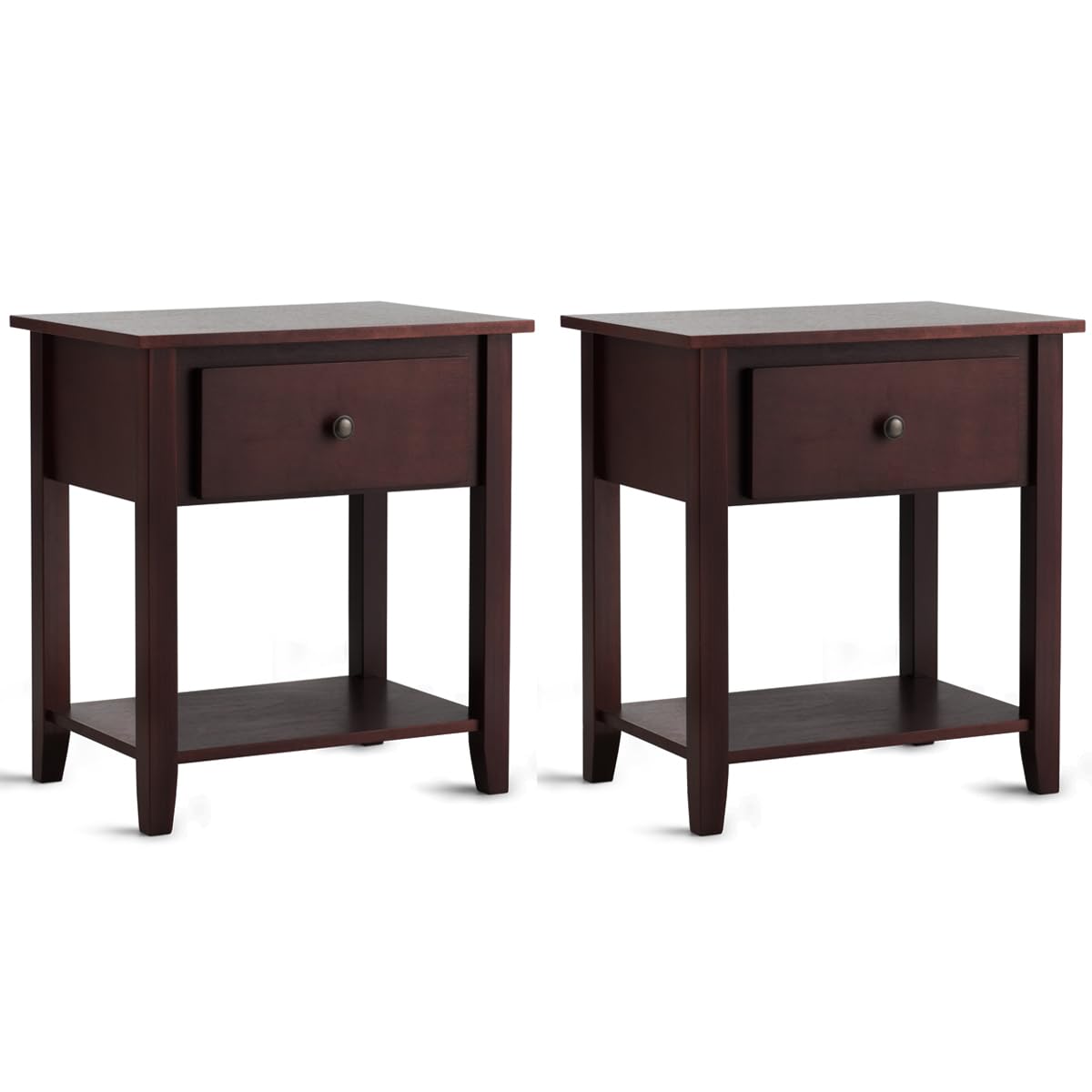 Tangkula End Table with Drawer - Modern Nightstand with Storage Shelf | Bedside Table for Bedroom, Living Room & Office | Perfect as Sofa Side Table, Accent Table with Open Shelf for Books & Decor