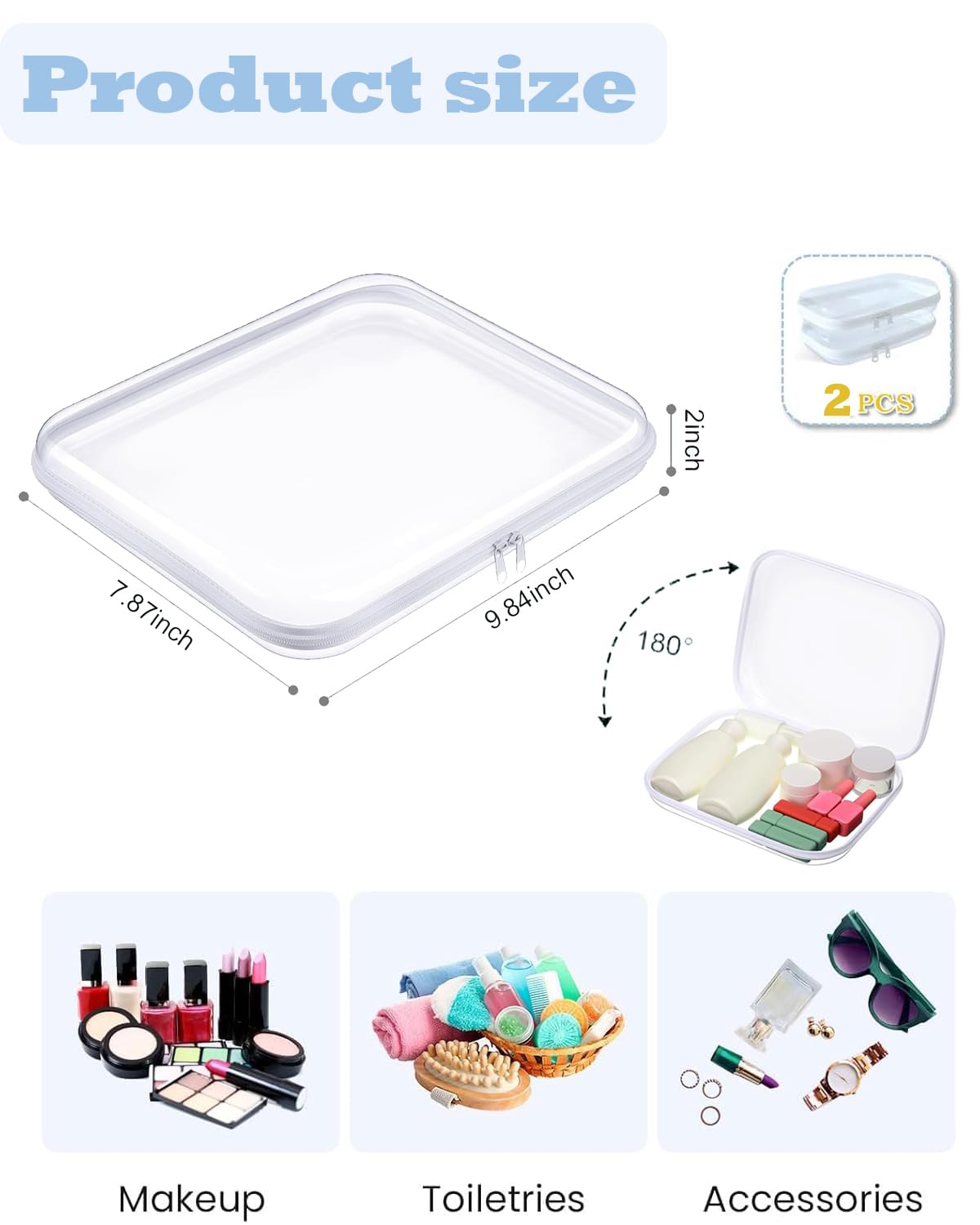 Clear Hard Shell Zipper Case for Pencils, Snacks & Cosmetics - Portable Storage
