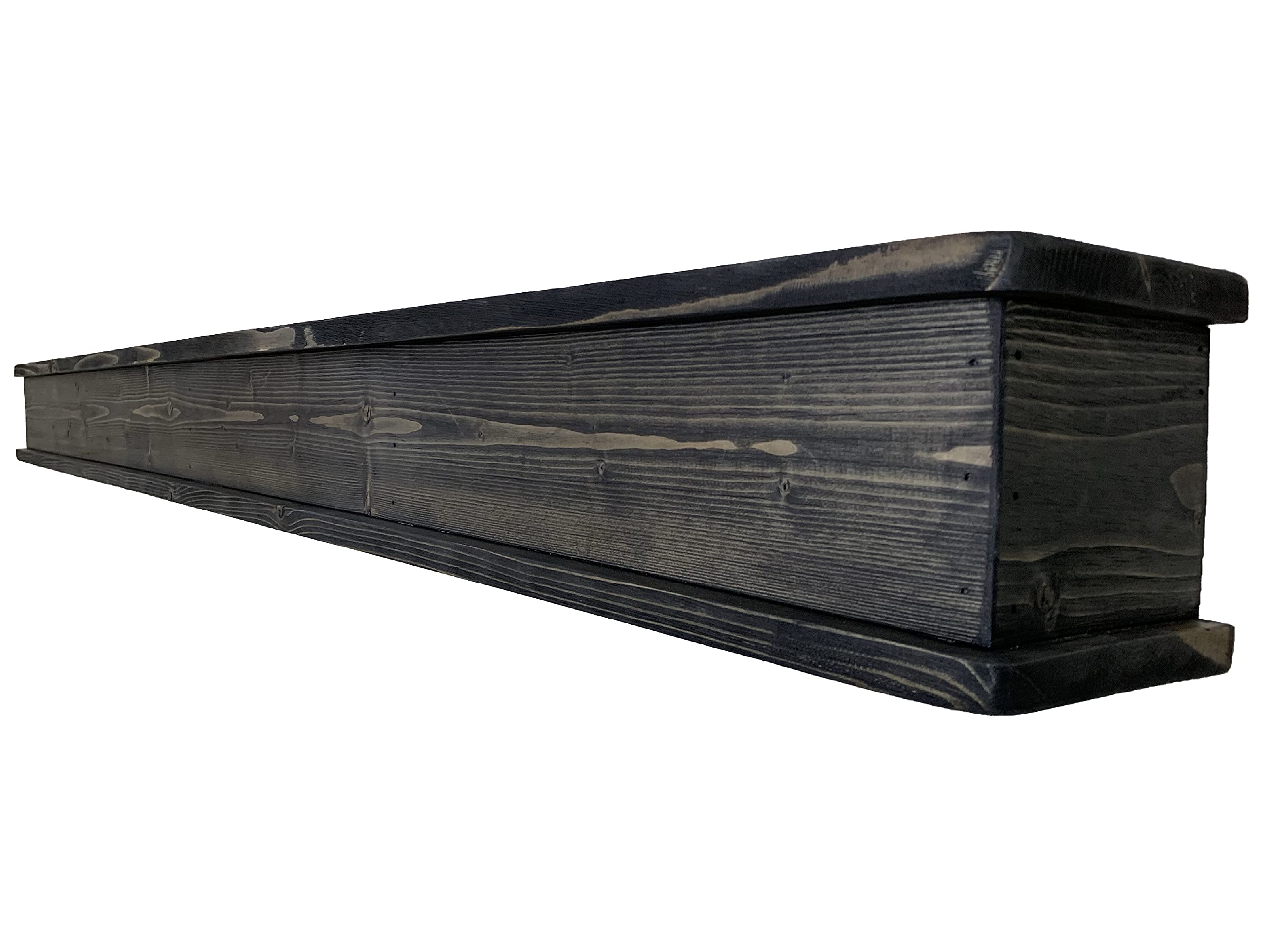 Rustic Wood Fireplace Mantel Shelf - 72 Inch Weathered Black Floating Mantle for Farmhouse Decor | Handmade in USA | Perfect for Living Room, Bedroom, or Entryway Wall Display
