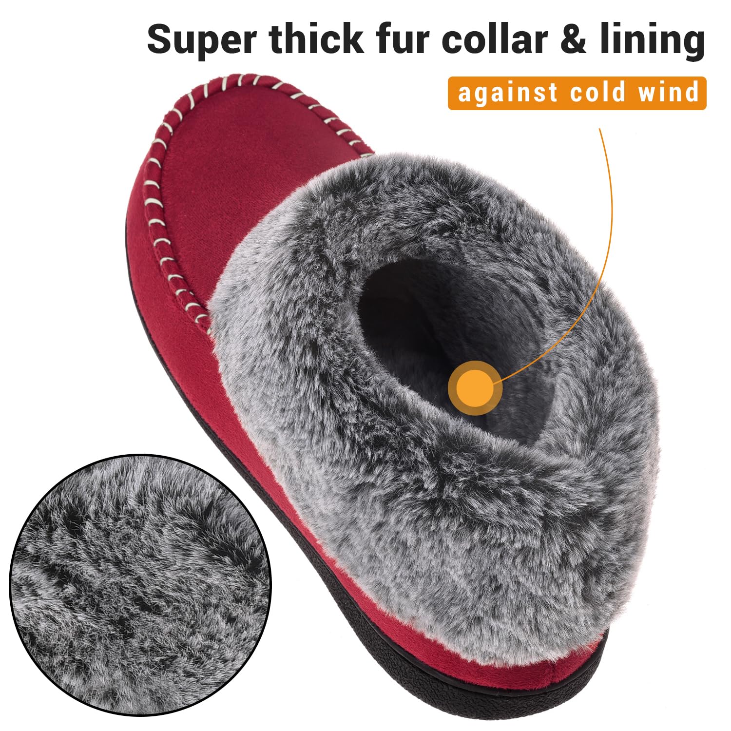 VONMAY Women's Fuzzy Plush Suede Moccasin Booties - Warm Winter House Slippers with Memory Foam & Non-Slip Sole | Indoor/Outdoor Comfort for Home, Office, and Travel