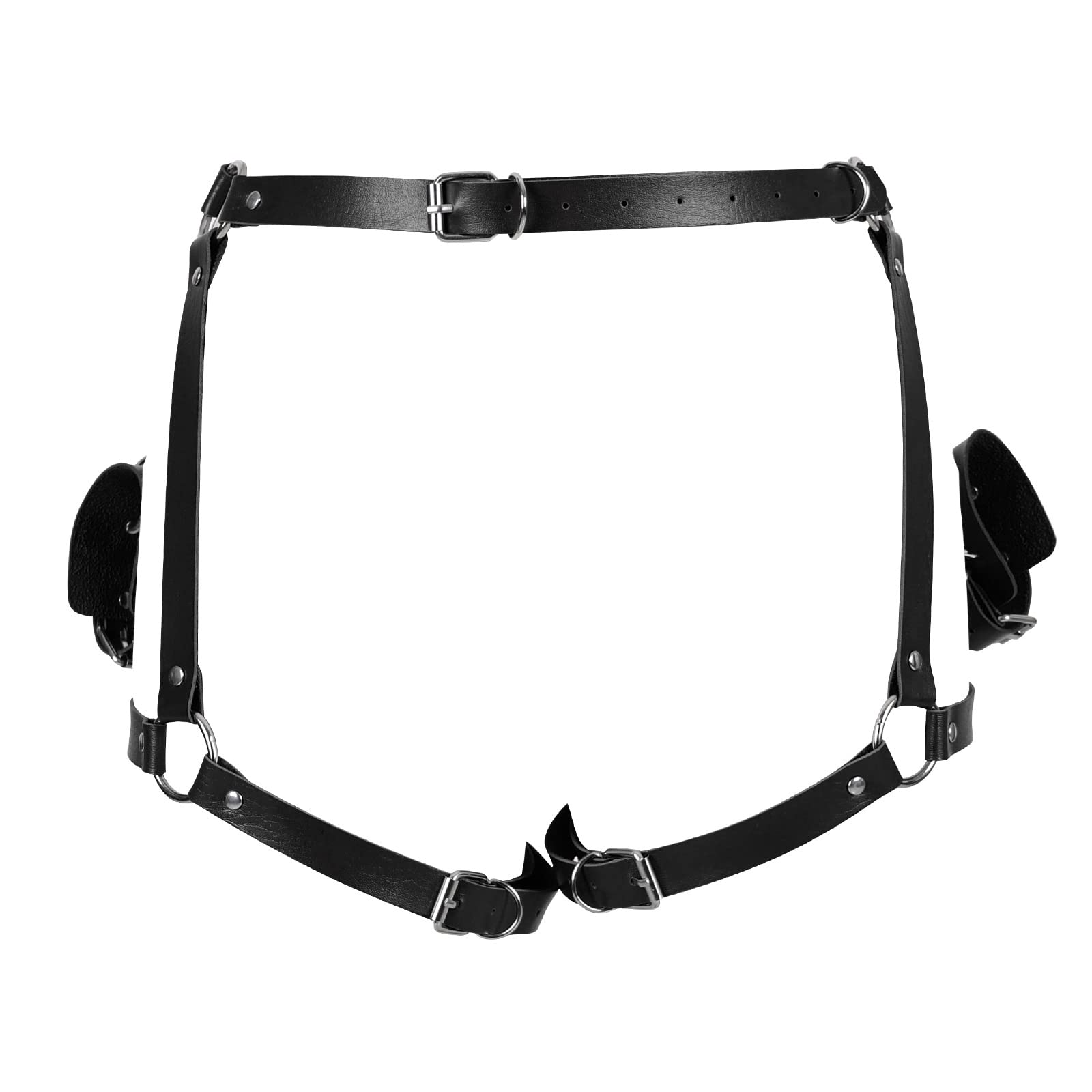Women's Punk Leather Body Harness - Adjustable Garter Belt with Wrist & Leg Straps for Halloween, Rave, BDSM, and Gothic Fashion