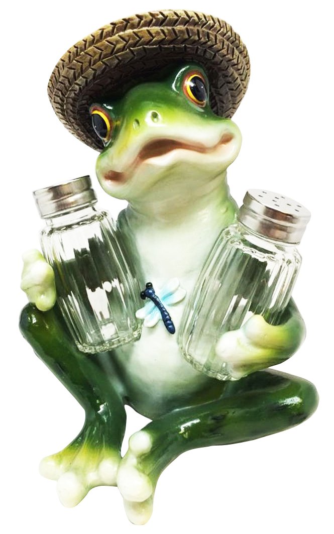 Green Frog Salt and Pepper Shakers - Cute Kitchen Decor for Picnics, Dining Table, and Outdoor Parties | Ceramic Animal Sculpture Holder