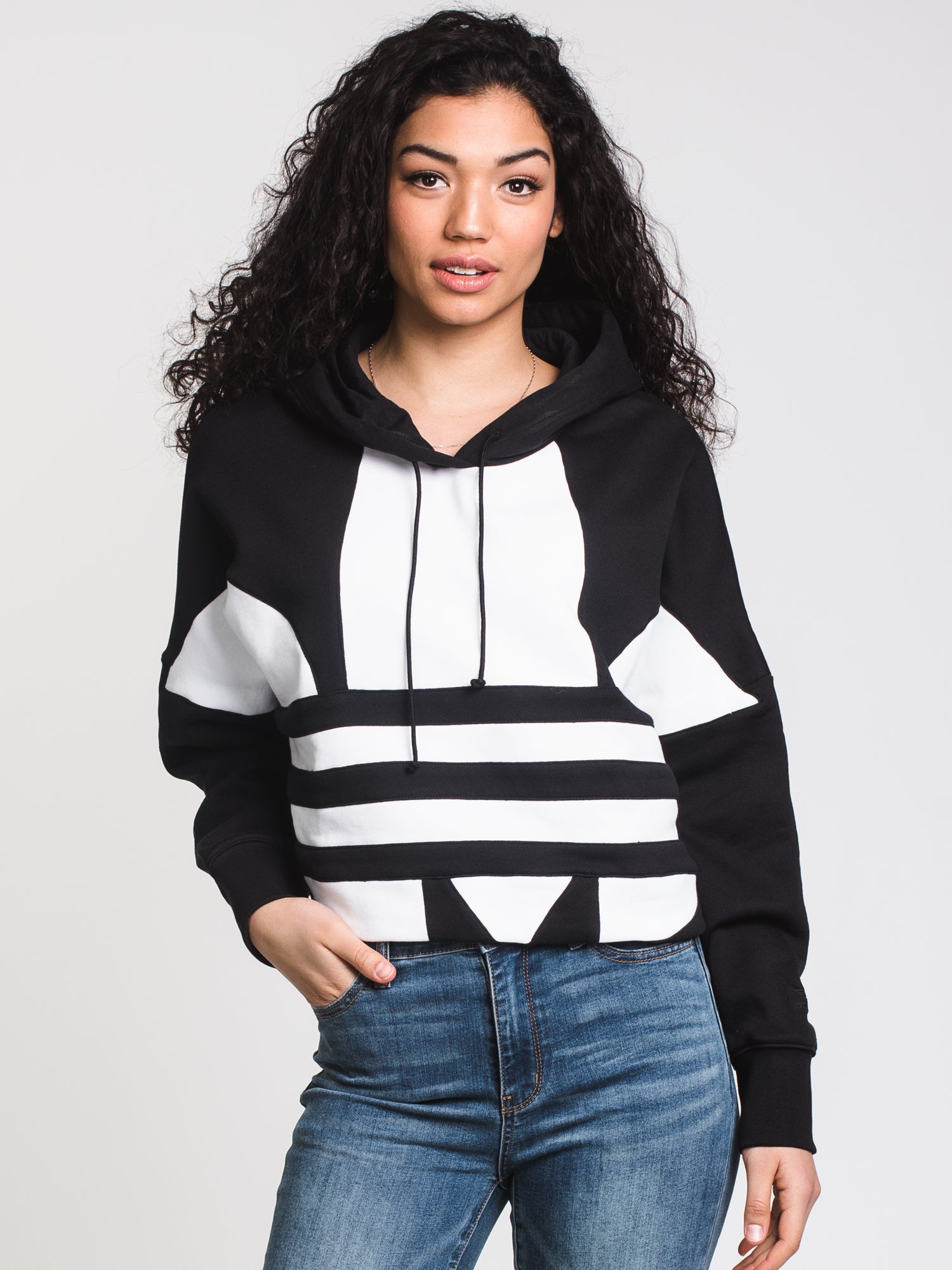 Adidas Women's Crop Pullover Hoodie with Large Logo - Clearance Sale - Perfect for Gym, Running & Casual Wear