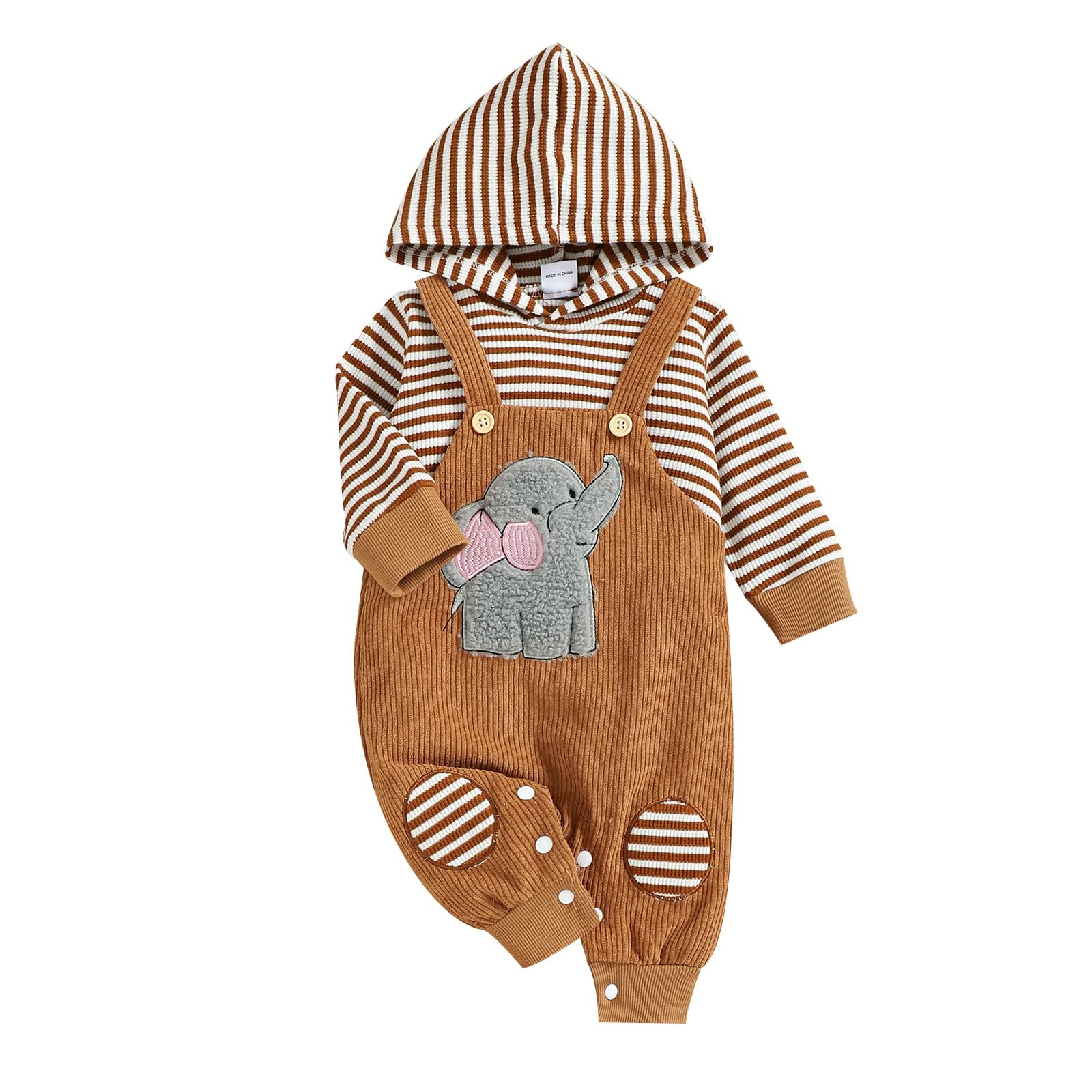 Baby Ribbed Hoodie Romper - Long Sleeve Fall/Winter Outfit for Boys & Girls - Playtime & Outdoor Wear