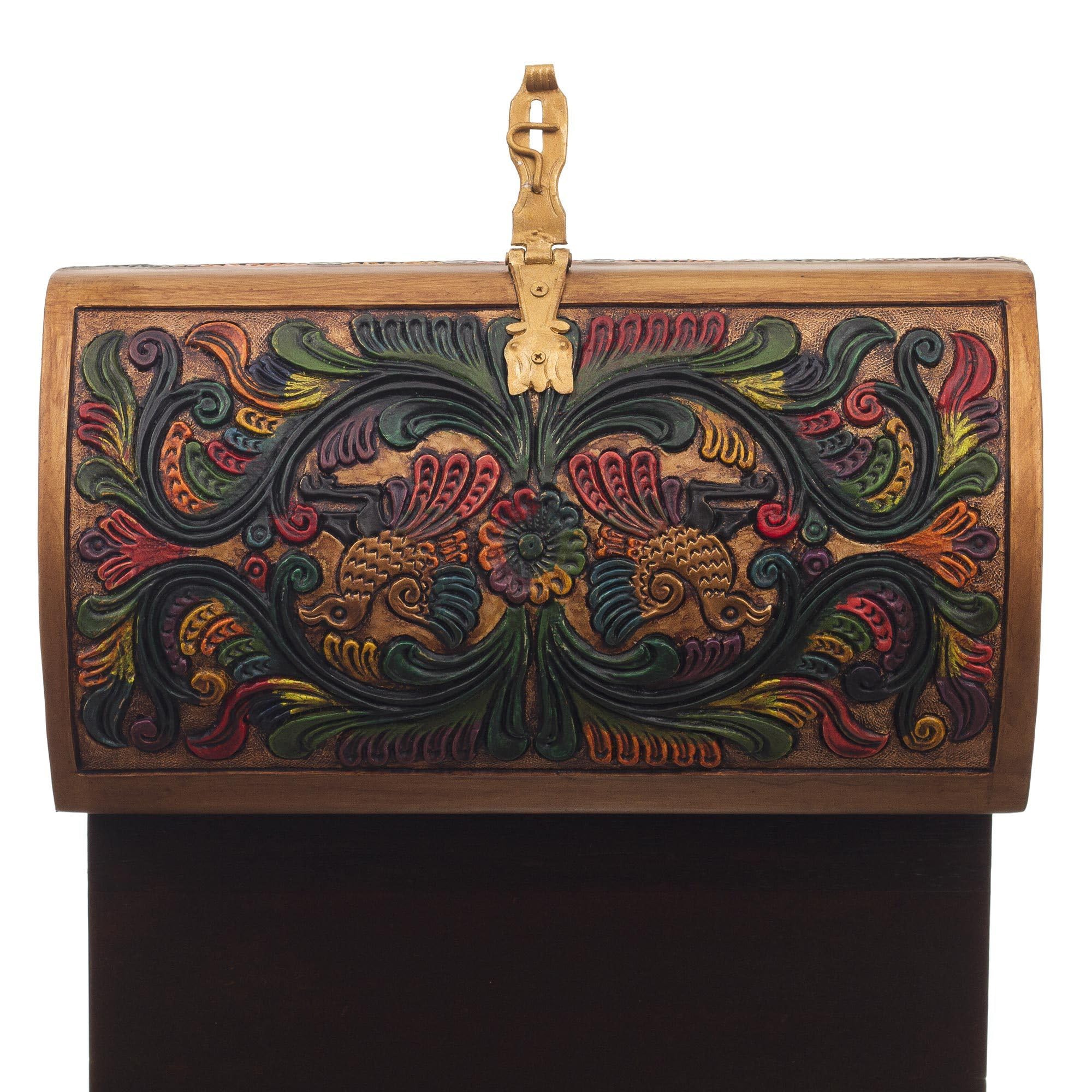 Handmade Guardian Birds Leather & Wood Jewelry Box - Unique Handcrafted Gift for Women, Home Decor & Jewelry Storage - Perfect for Dresser, Vanity & Travel Organizer