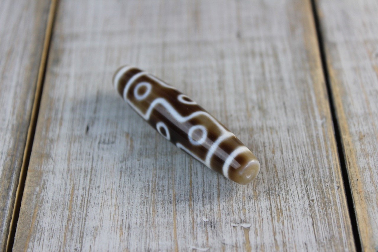 9 Eye Unique Dzi Bead Dz027 - Authentic Tibetan Buddhist Mala for Meditation, Protection & Spiritual Healing