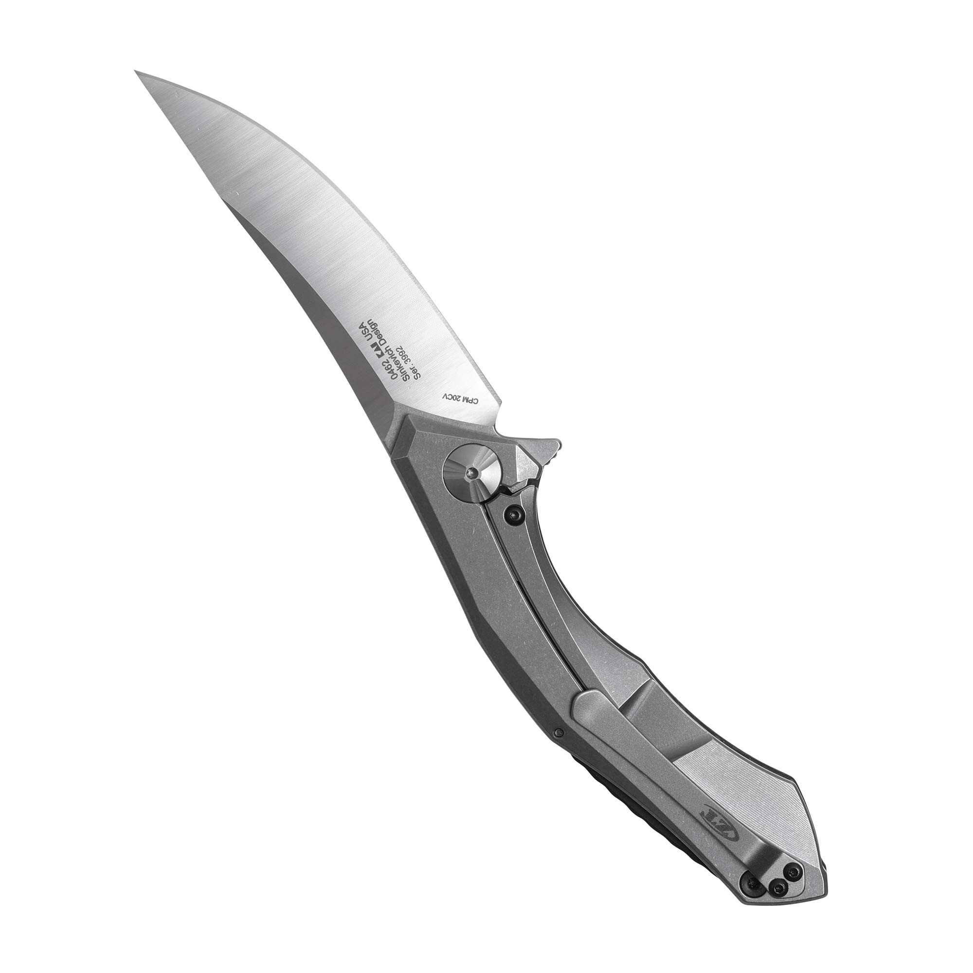 Zero Tolerance 0462 Sinkevich Pocket Knife - CPM 20CV Satin Blade, Red/Gray Carbon Fiber & Titanium Handle, KVT Manual Open, Reversible Pocket Clip (3.7 oz, 8.9