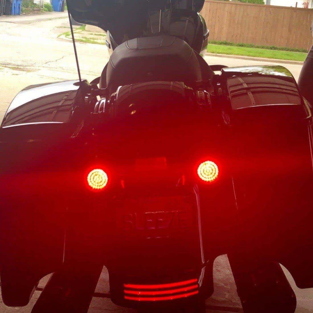 **Eagle Lights 8748RTS-C 2 Inch Rear LED Turn Signals with Halo Running & Brake Lights for Harley Davidson Motorcycles (Gen I / 1157 Base) - Red/Clear Lenses - Enhanced Visibility & Safety for Night Riding**