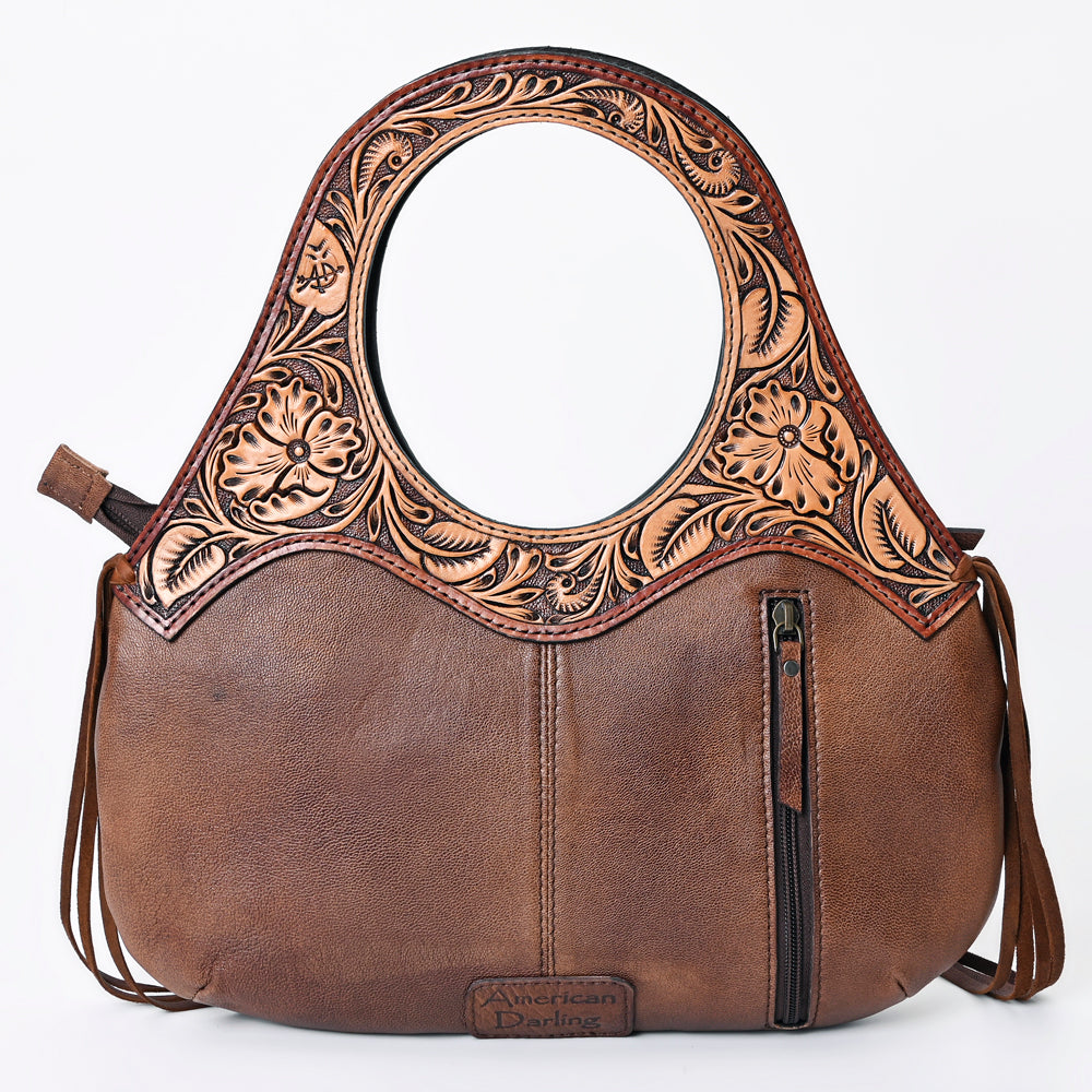 American Darling Hand-Tooled Hair-On Genuine Leather Women's Western Handbag Purse - Stylish Cowhide Crossbody Bag for Country Rodeo & Everyday Use