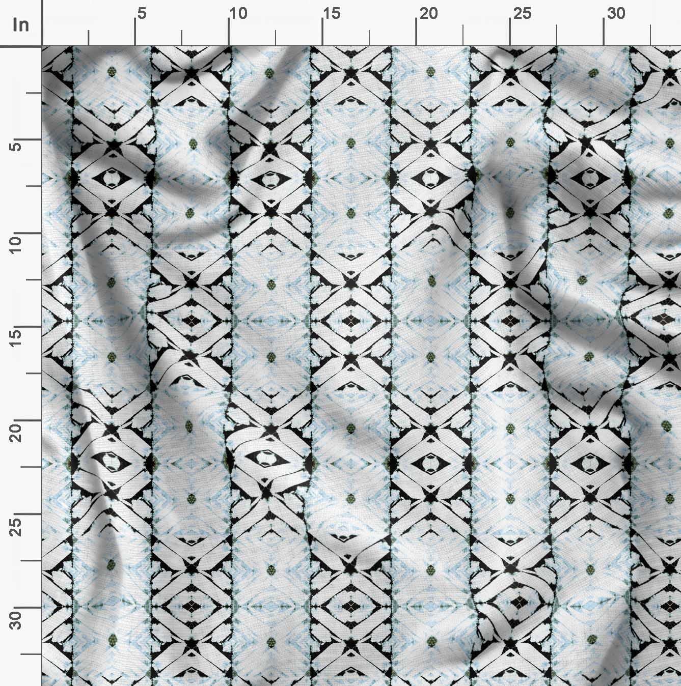 Soimoi Moss Georgette Blue Fabric by The Yard - 42 Inch Wide Geometric Tie Dye Printed Fabric for Dresses, Scarves & Home Decor - Geo Harmony Collection