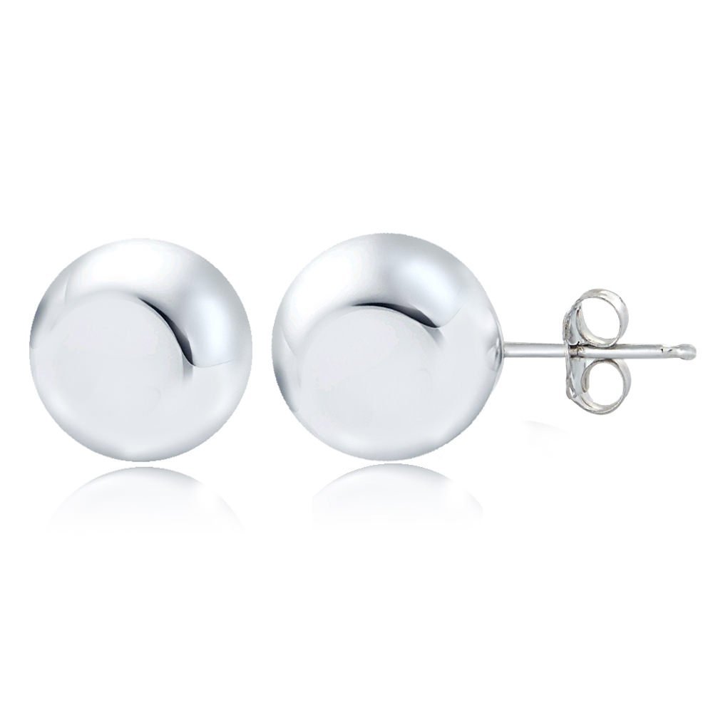 Sterling Silver Polished Bead Stud Earrings for Women - Minimalist Elegant Jewelry for Everyday Wear, Parties & Gifts