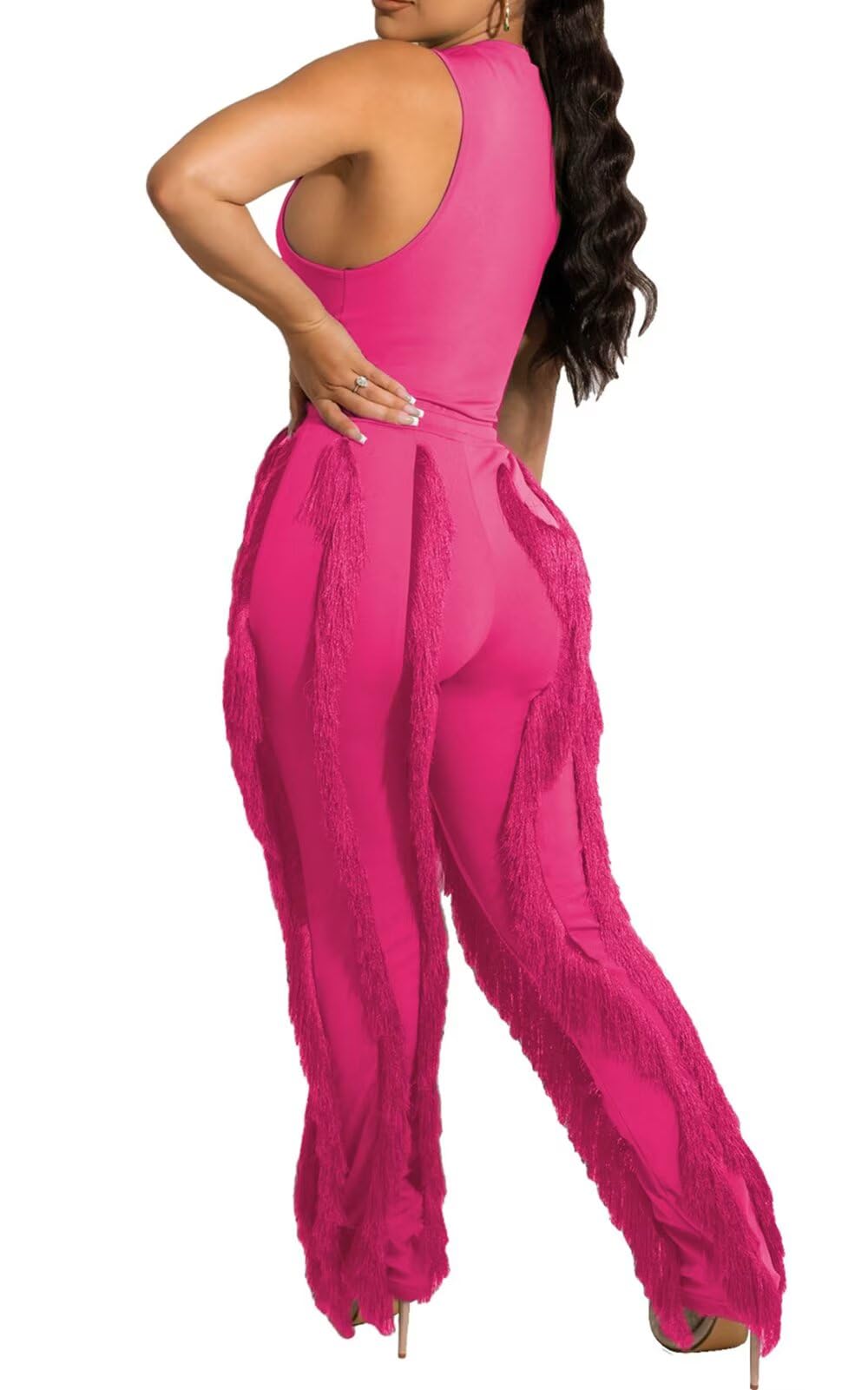 EDITCOZY Women's Sexy Two Piece Outfits with Fringe Pants & Tassel Top - Clubwear 2 Piece Set for Night Out, Birthday Party, Bachelorette, Girls Night | Perfect for Dancing, Clubbing, Date Night & Special Occasions