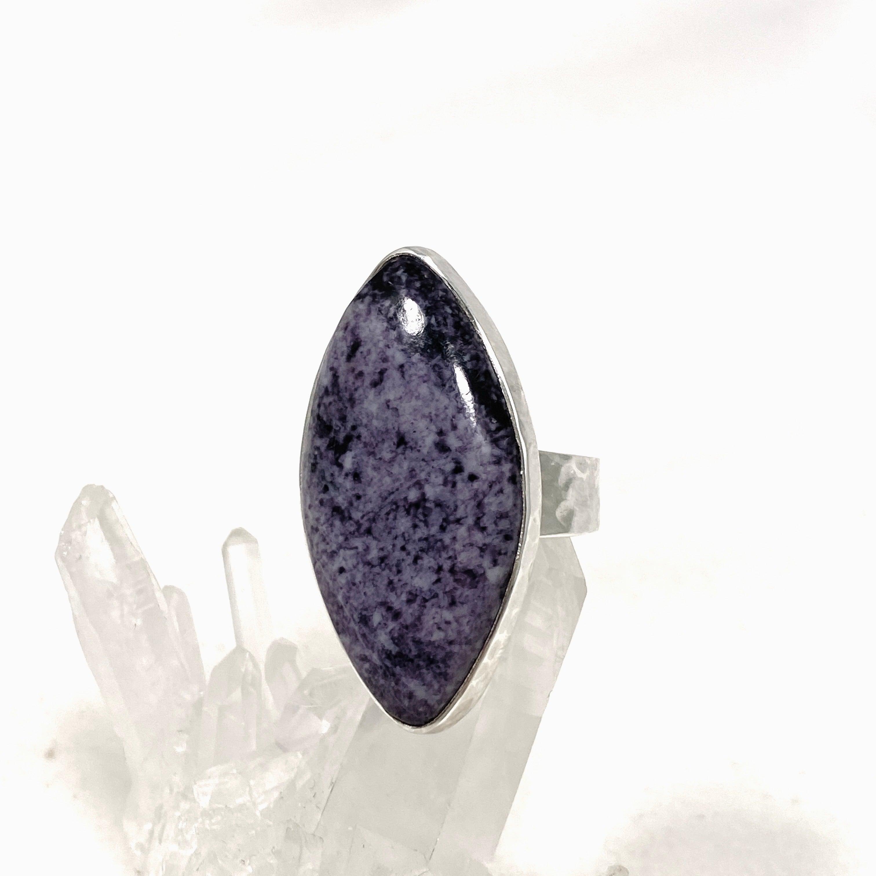Kammererite Marquise Ring with Hammered Band - Size 11 KRGJ3142 - Elegant Statement Jewelry for Weddings & Special Occasions