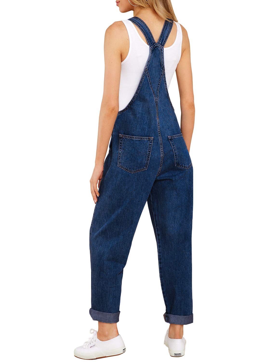 Luvamia Women's Casual Stretch Adjustable Denim Bib Overalls - Comfortable Jeans Pants & Jumpsuits for Everyday Wear, Work, and Outdoor Activities