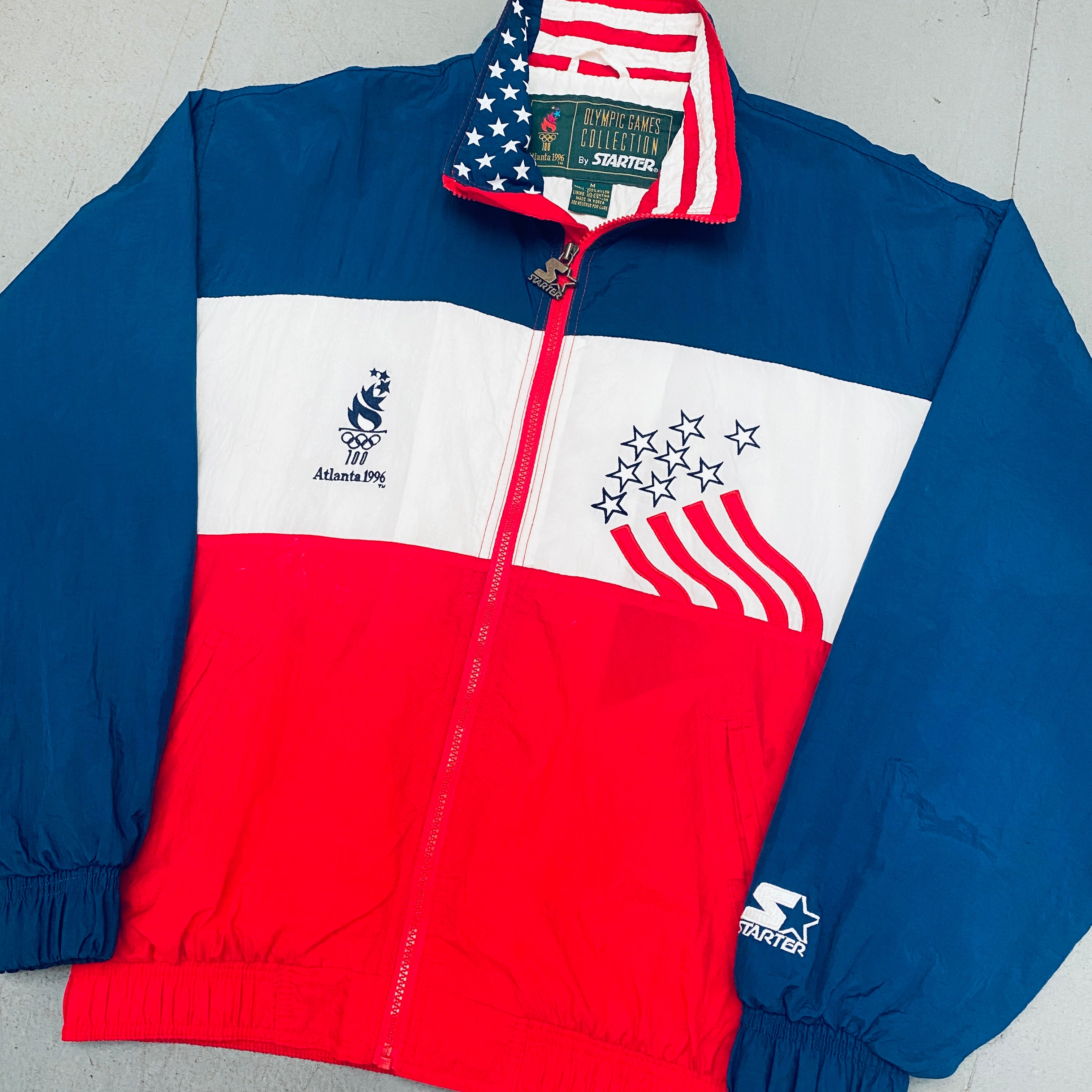 1996 Atlanta Olympics USA Team Full-Zip Starter Windbreaker Jacket - Vintage Collectible for Sports Fans & Retro Fashion