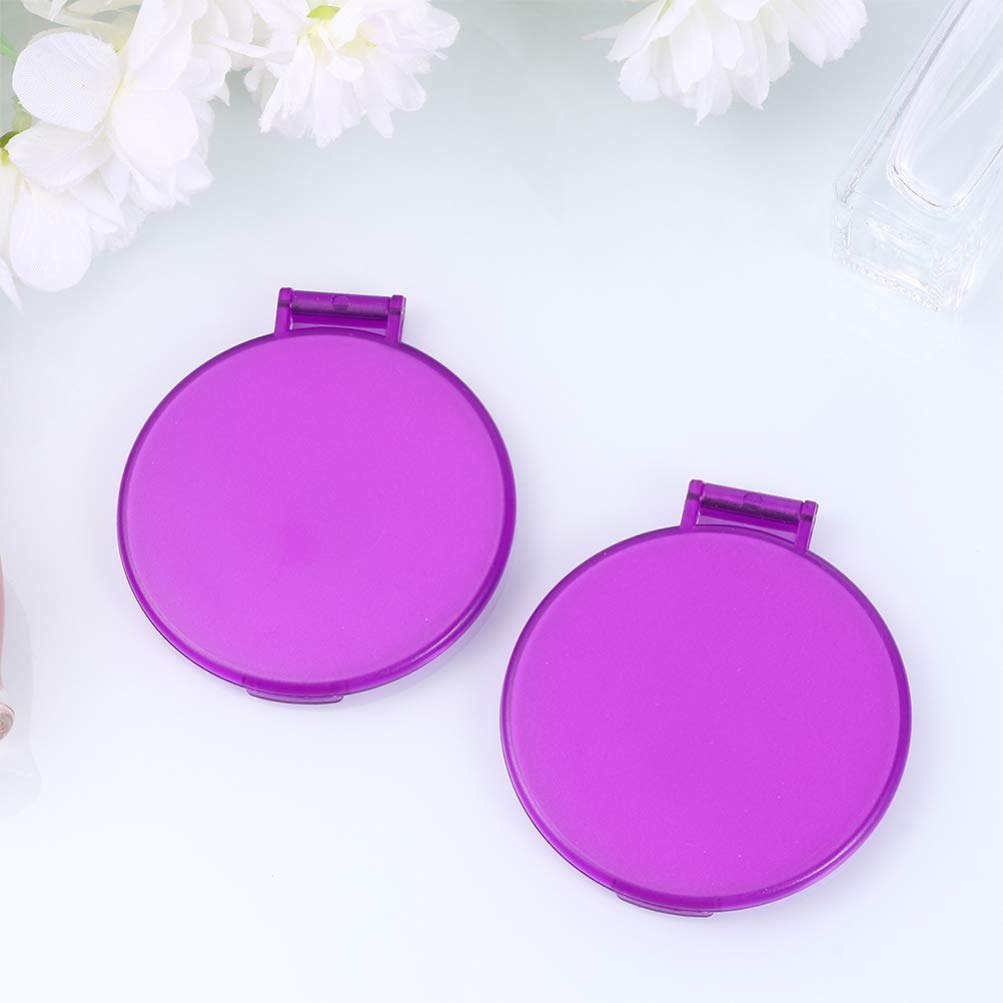 HEALLILY 24 Pcs Folding Pocket Mirror - Round Compact Makeup Mirror for Women, Mothers & Kids - Portable Travel Mirror with Case - Perfect Gift for Birthdays, Christmas & Travel (Purple)