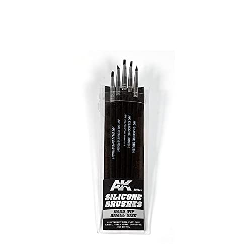 AK Interactive Silicone Brushes Hard Tip - Small Size (5-Pack) for Miniature Painting, Warhammer, and Scale Model Detailing