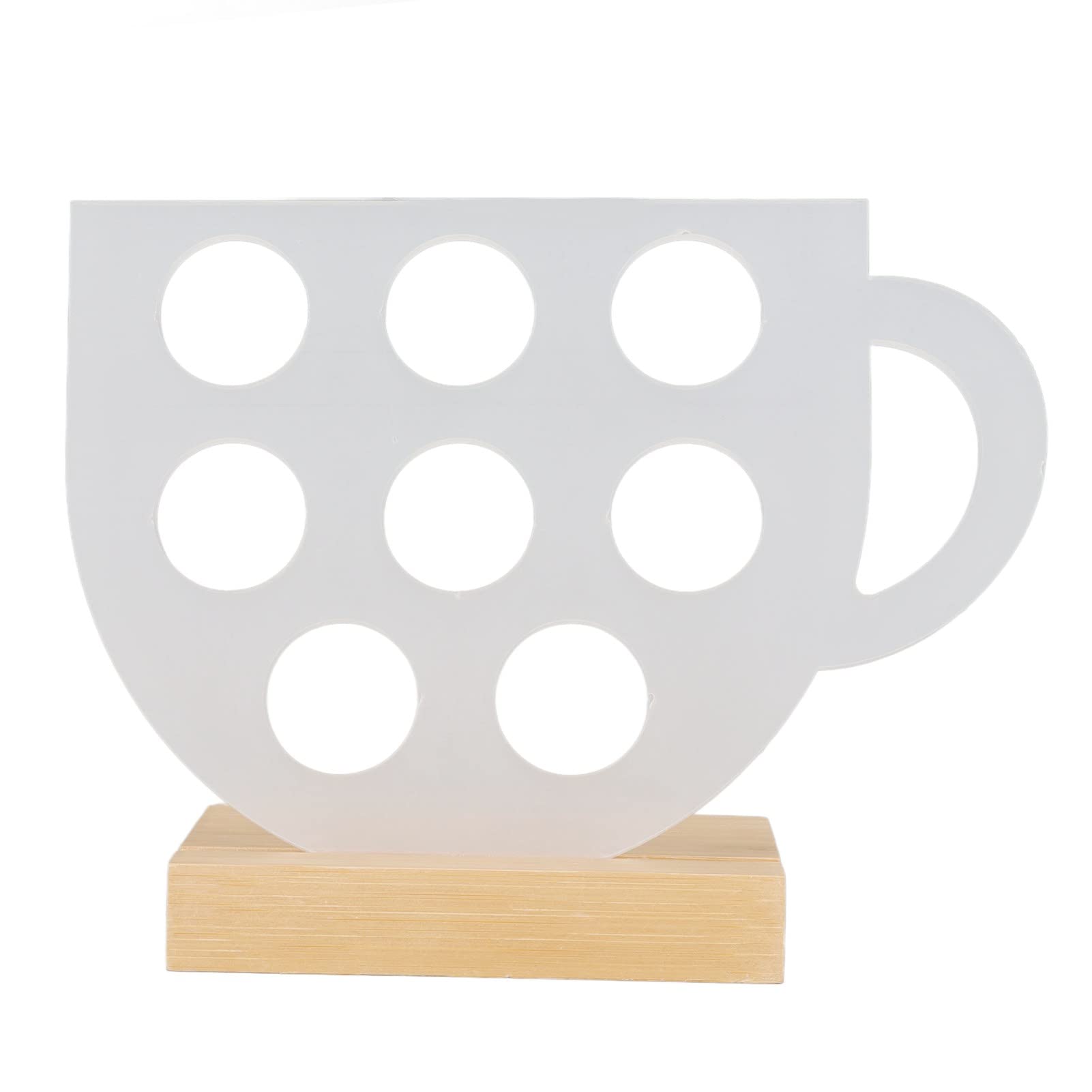 8-Hole Acrylic Coffee Capsule Holder with Wooden Base - Compact Cup-Shaped Pod Storage Stand for Nespresso, Keurig & Dolce Gusto - Perfect for Coffee Shops, Dessert Cafes & Home Kitchens