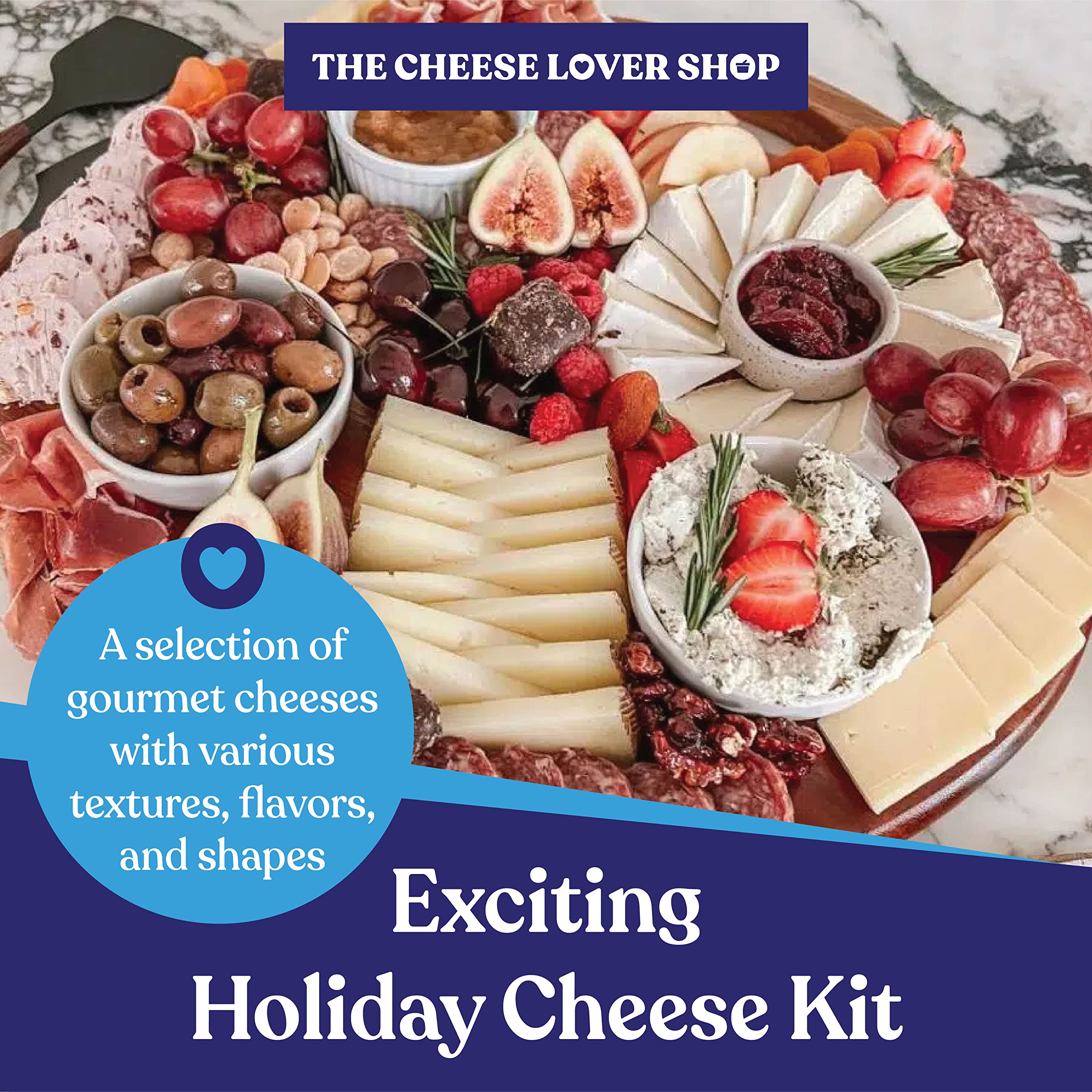 Premium Cheese Lover's Holiday Gift Set - 5 Gourmet Cheeses & 6 Artisanal Accompaniments - Elegant Cheese Platter Sampler for Christmas Gifting, Dinner Parties & Charcuterie Boards