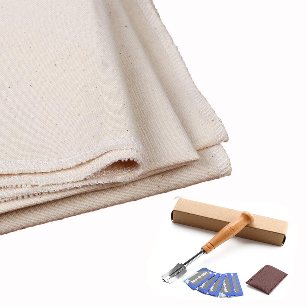 Professional Fermented Couche Dough Proofing Linen Cloth with Bread Lame Blade - Complete Baker's Toolkit for Artisan Bread Baking at Home | Perfect for Sourdough, Baguettes & Pastry Making