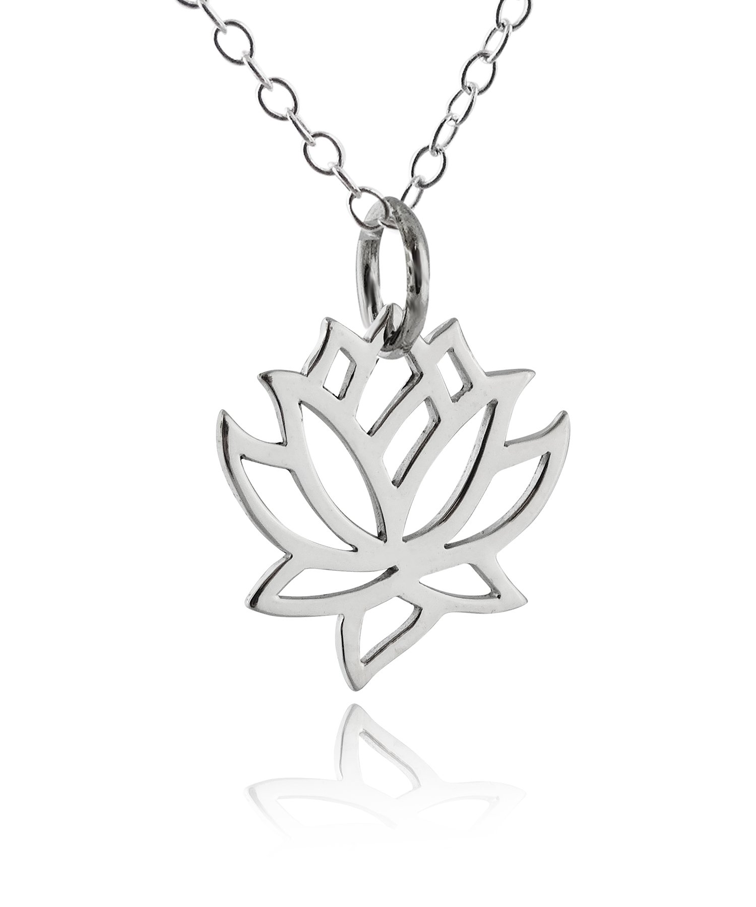 Sterling Silver Lotus Flower Necklace with Mandala Pendant - Om & Coexist Charm on 18