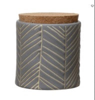 Debossed Canister with Cork Lid - Medium Size Airtight Food Storage Container | Perfect for Kitchen Pantry Organization, Coffee, Tea, Flour & Dry Goods