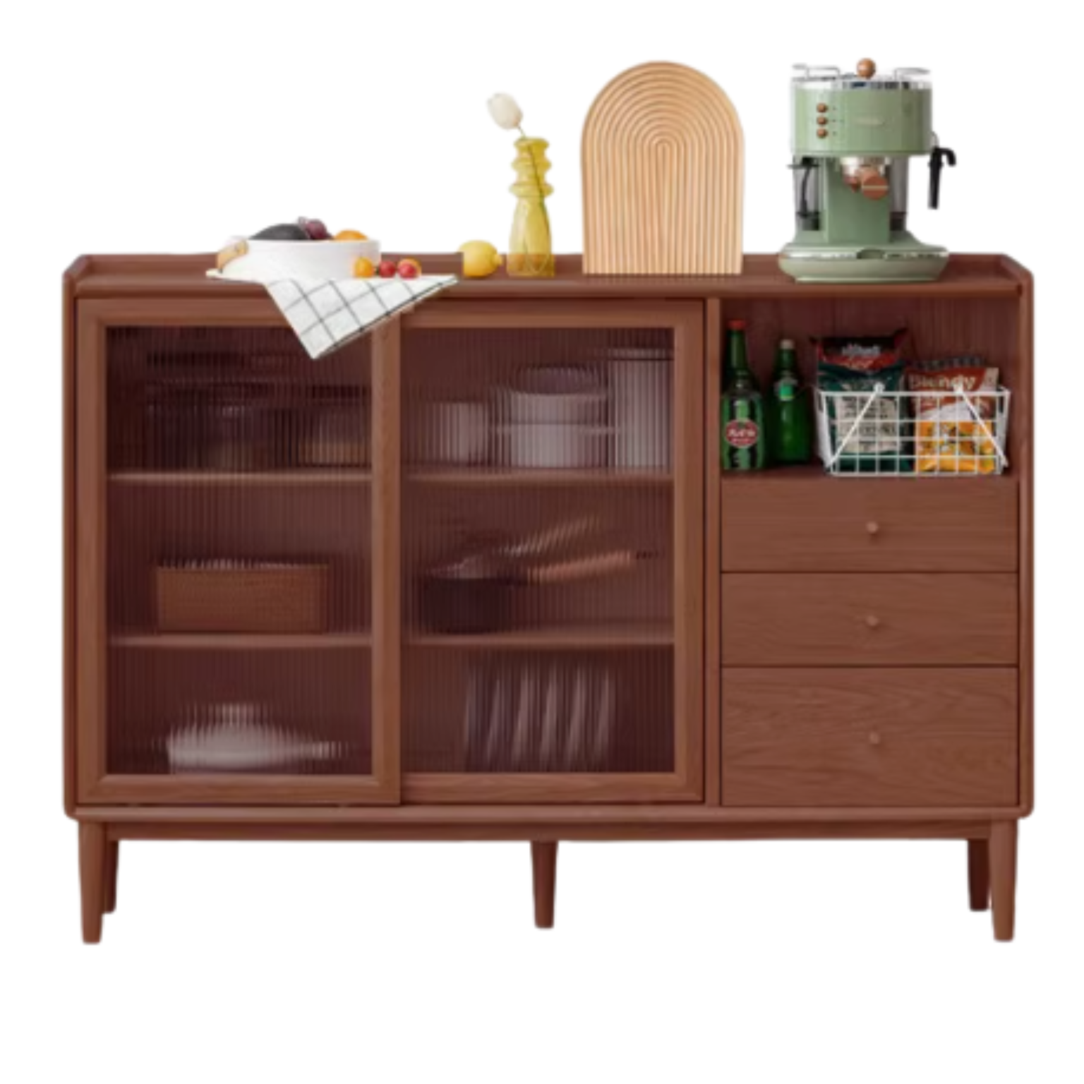 59.1x11.8x38.6 inch / 150x30x98сm / Walnut Color / Ash sliding door sideboard